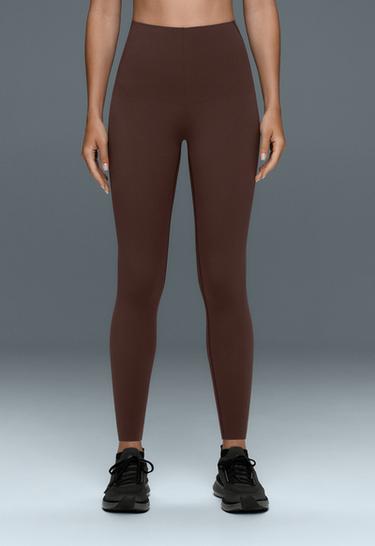 Ankle-length high rise Compressive core control leggings — BROWN 3