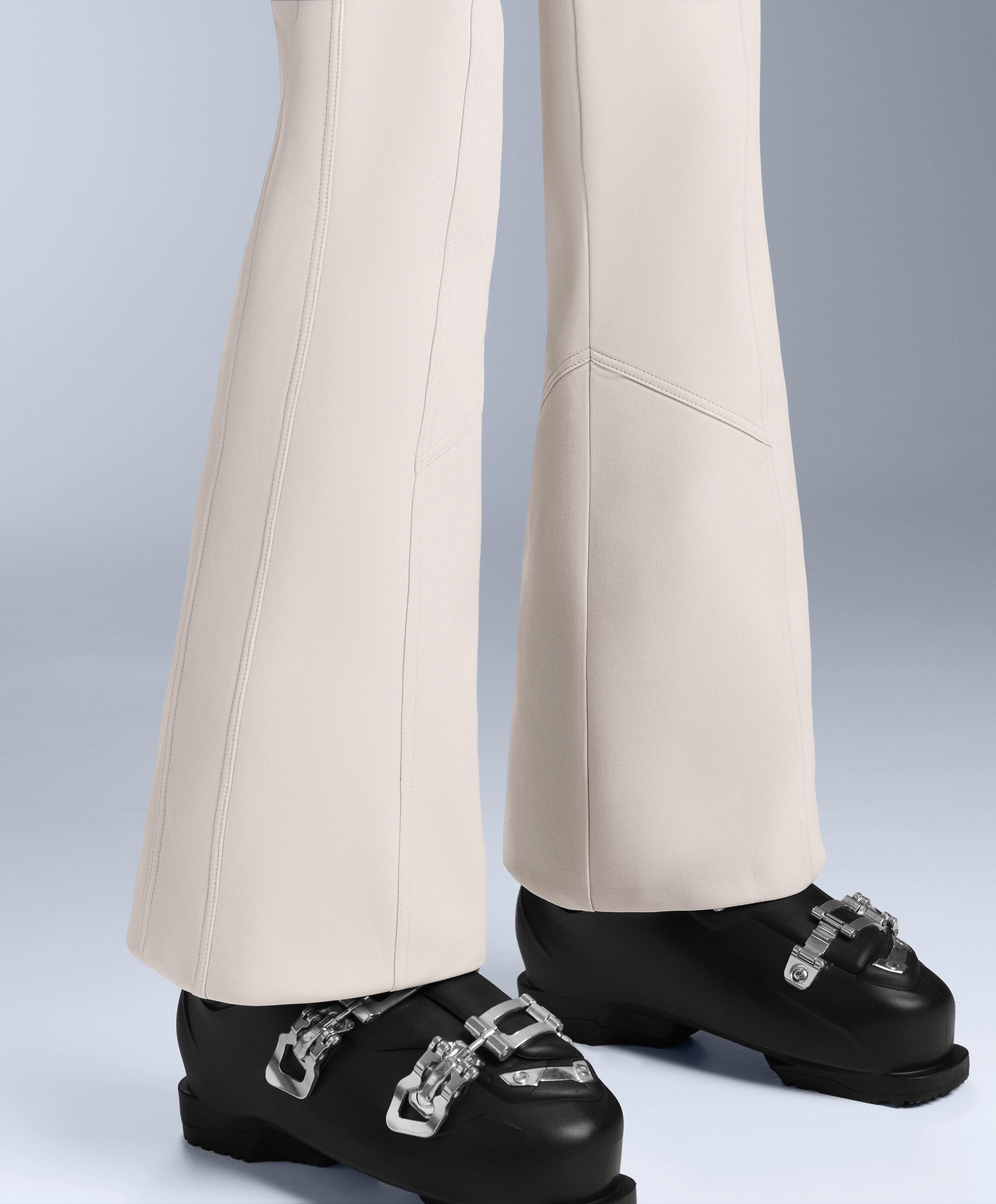 Water-resistant high-rise flare stretch SKI trousers — PALE MINK