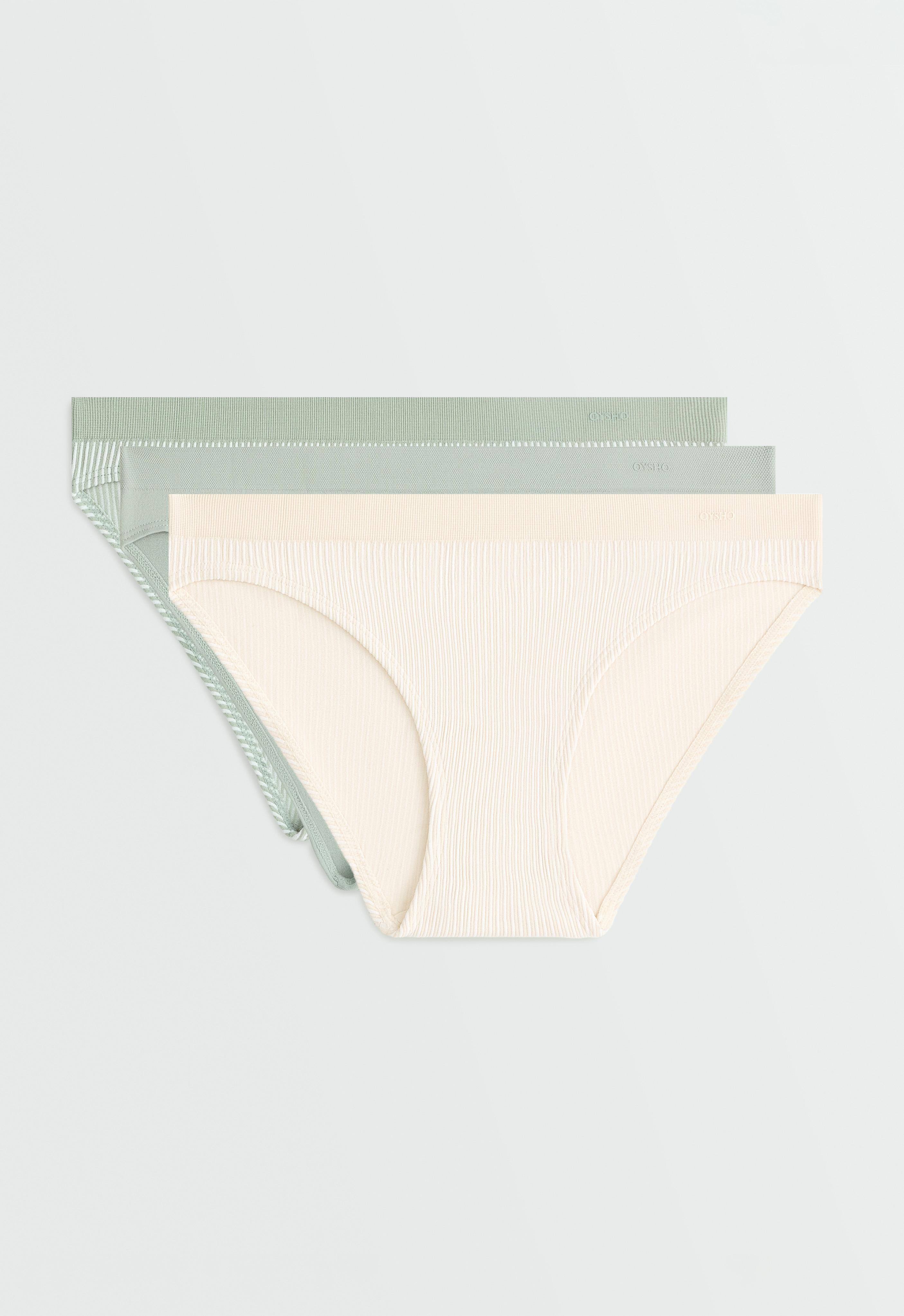 3 seamless soft-touch openwork classic briefs — APPLE GREEN