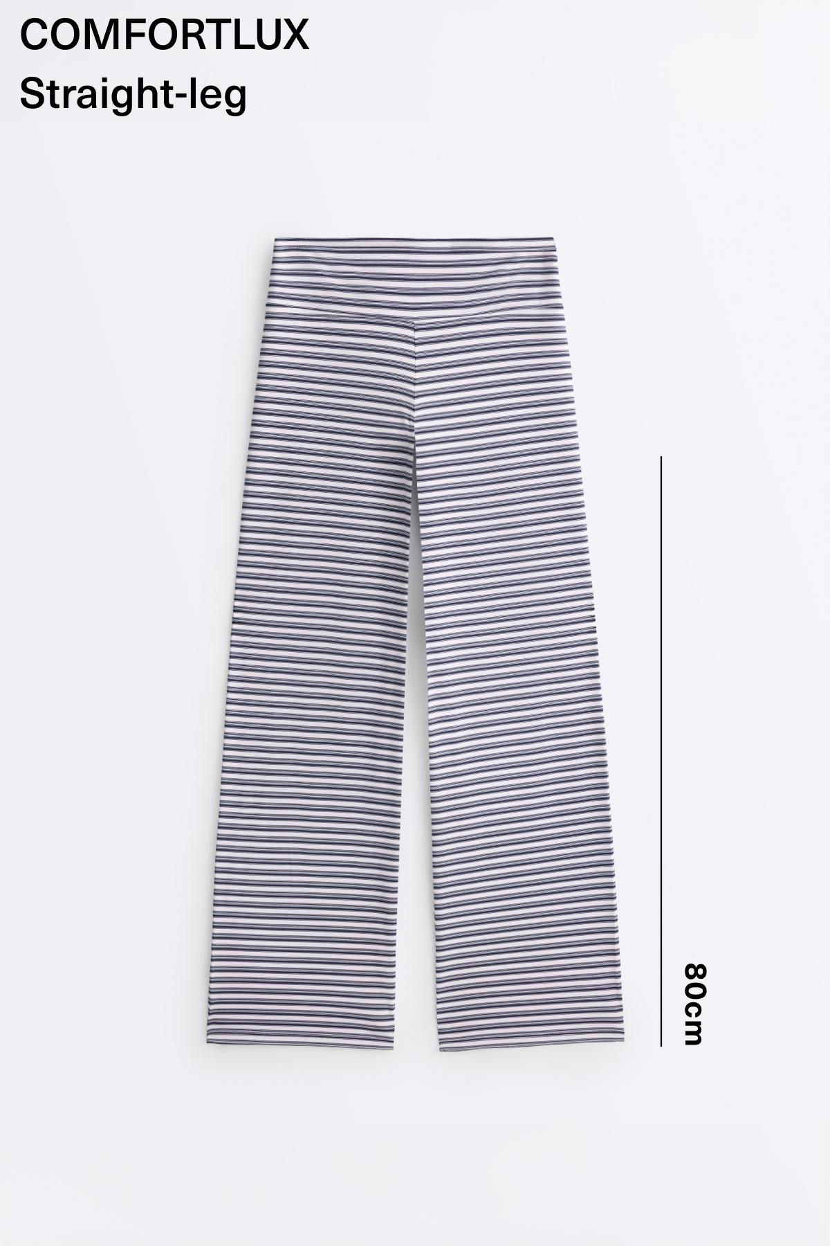 High-rise Comfortlux striped straight-leg trousers — NAVY BLUE