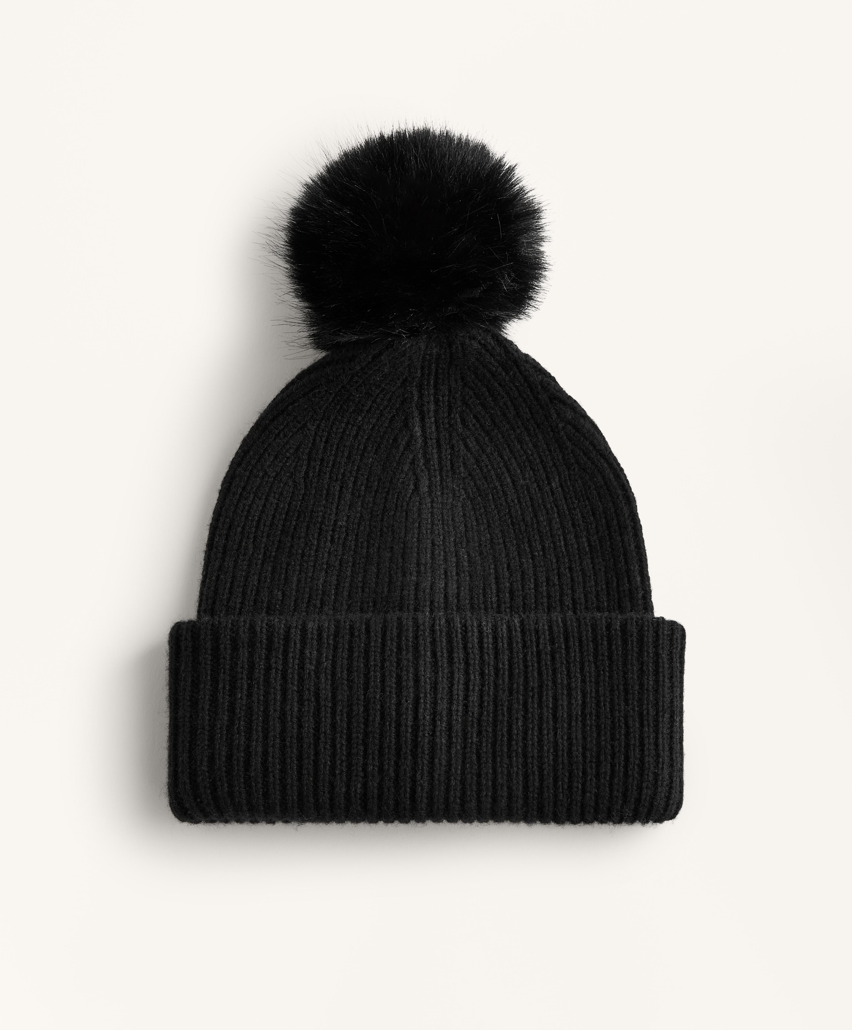 Strickmütze mit Bommel aus Wollmischung