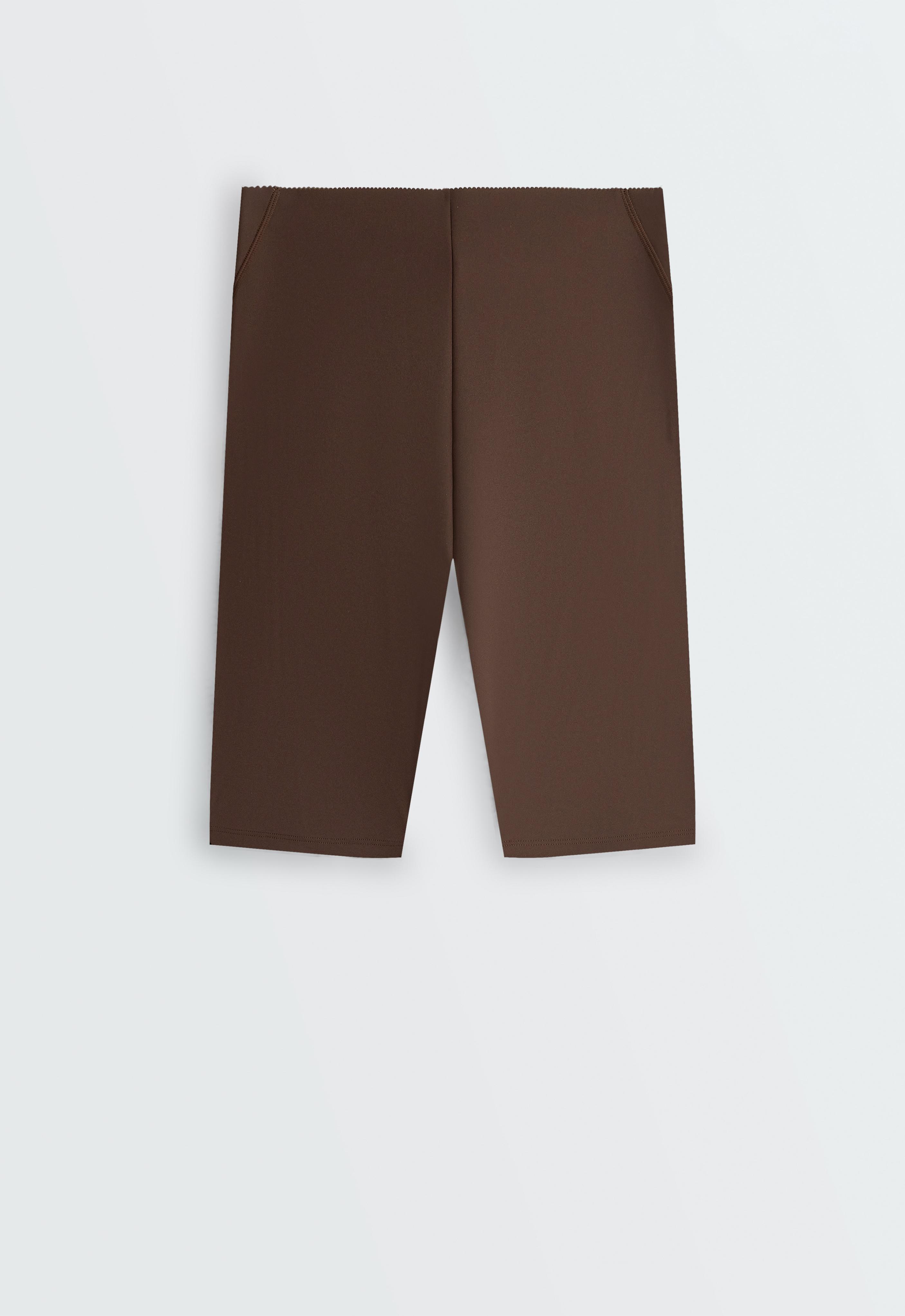 High rise Compressive core control 25cm cycle leggings — DARK REDDISH‑BROWN