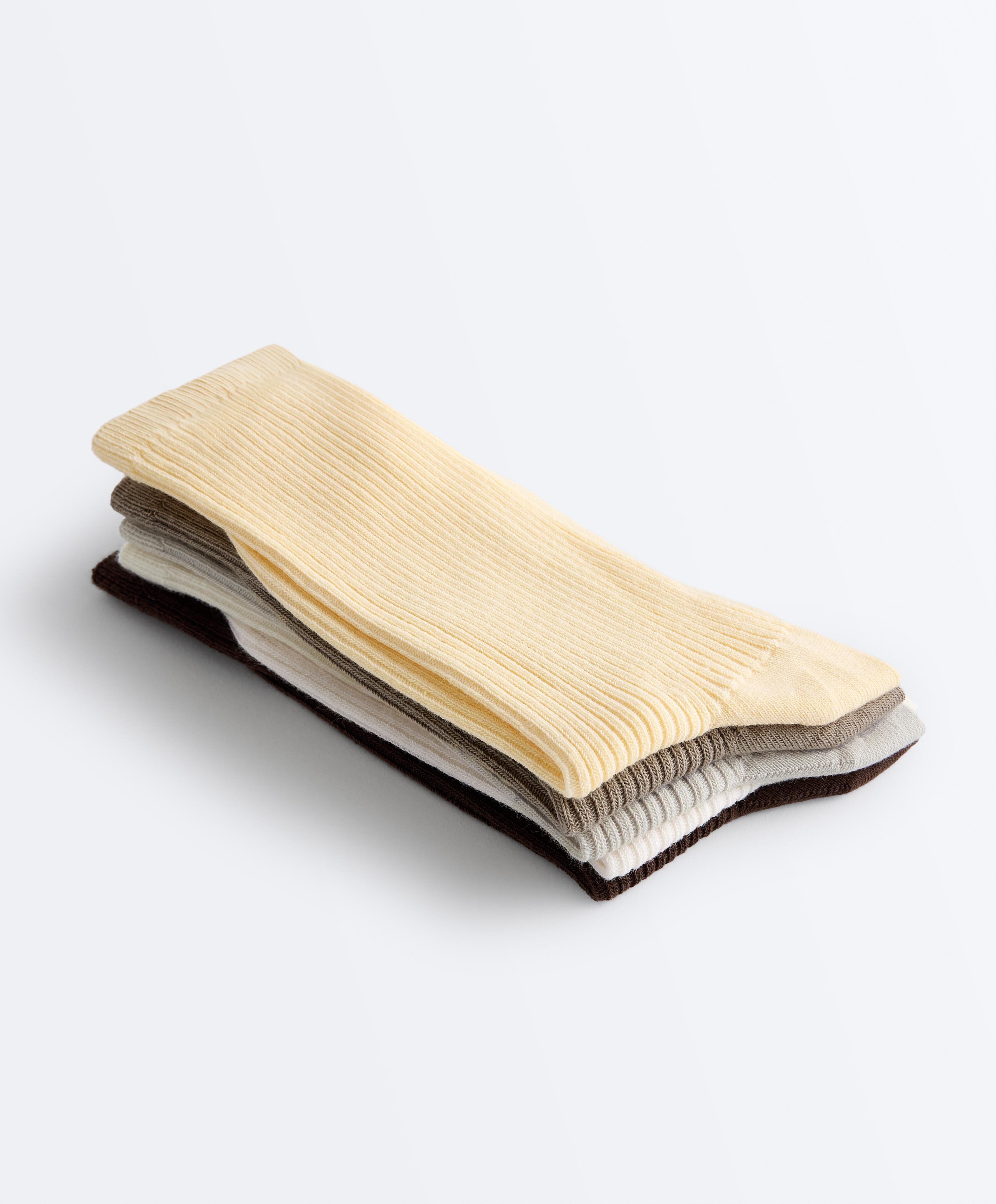 5 pairs of cotton blend classic socks — PALE YELLOW