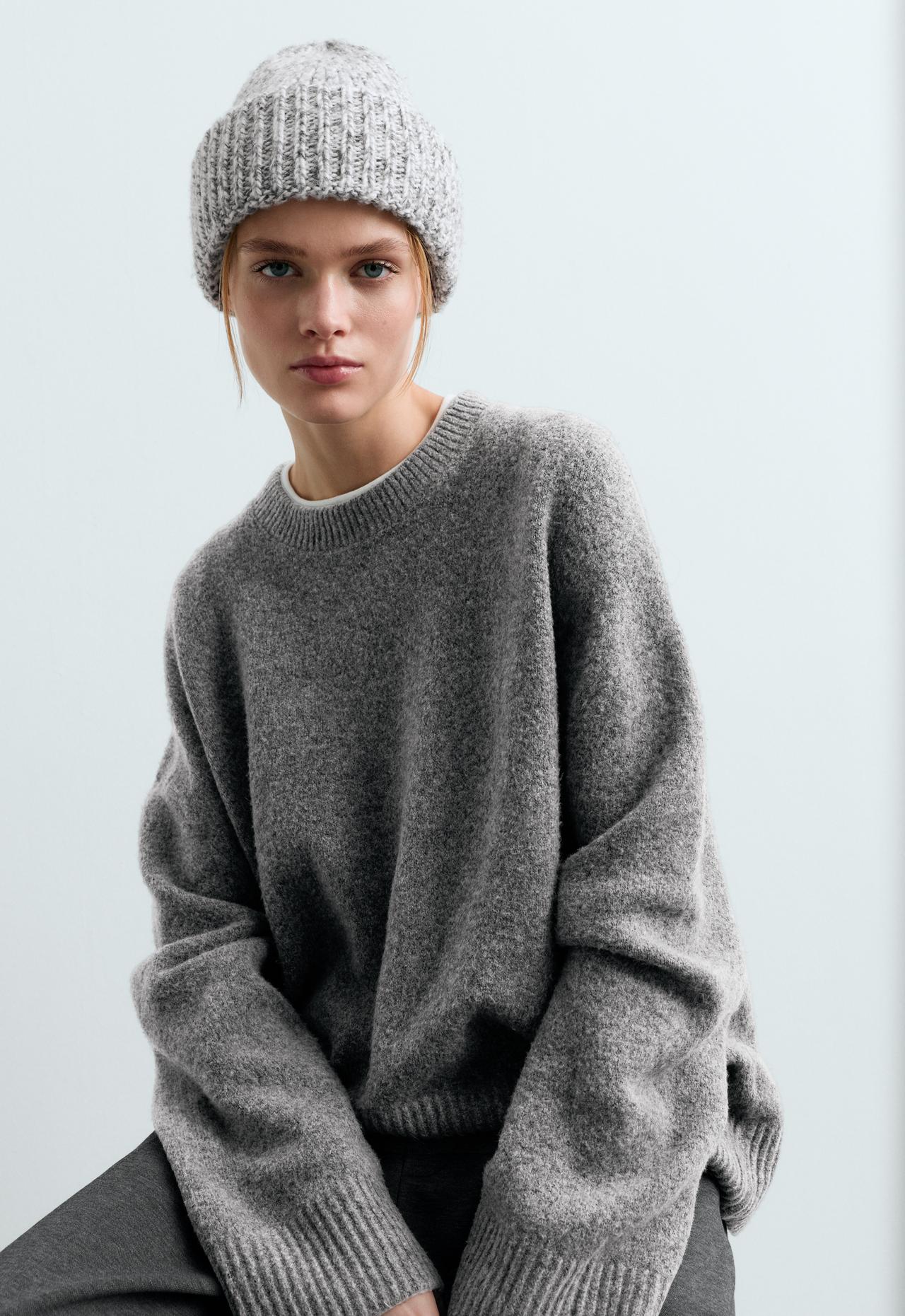 Flecked knit beanie — GREY