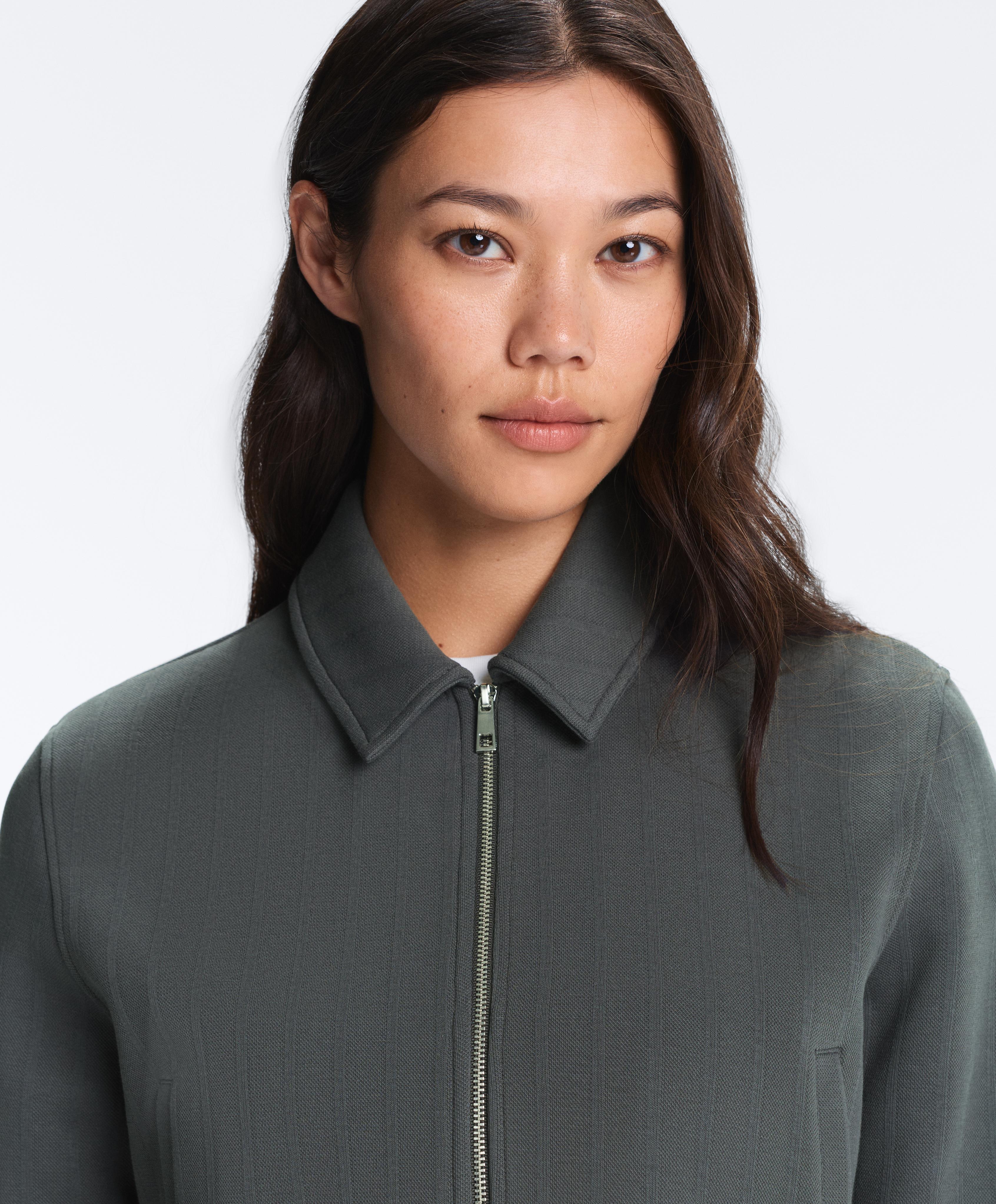 Striped cotton piqué jacket — STEEL GREY