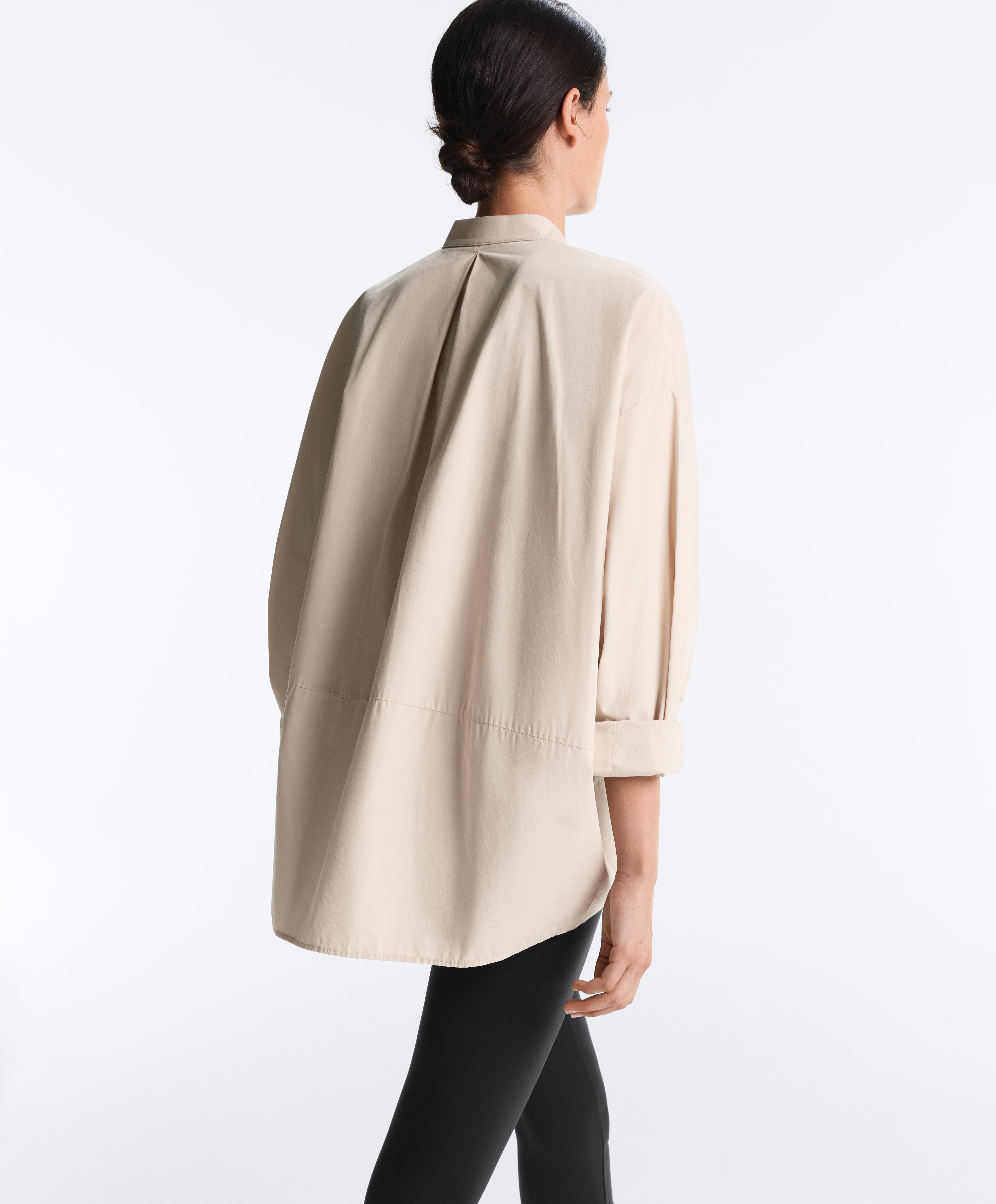 100% cotton stand-up collar shirt — PALE MINK