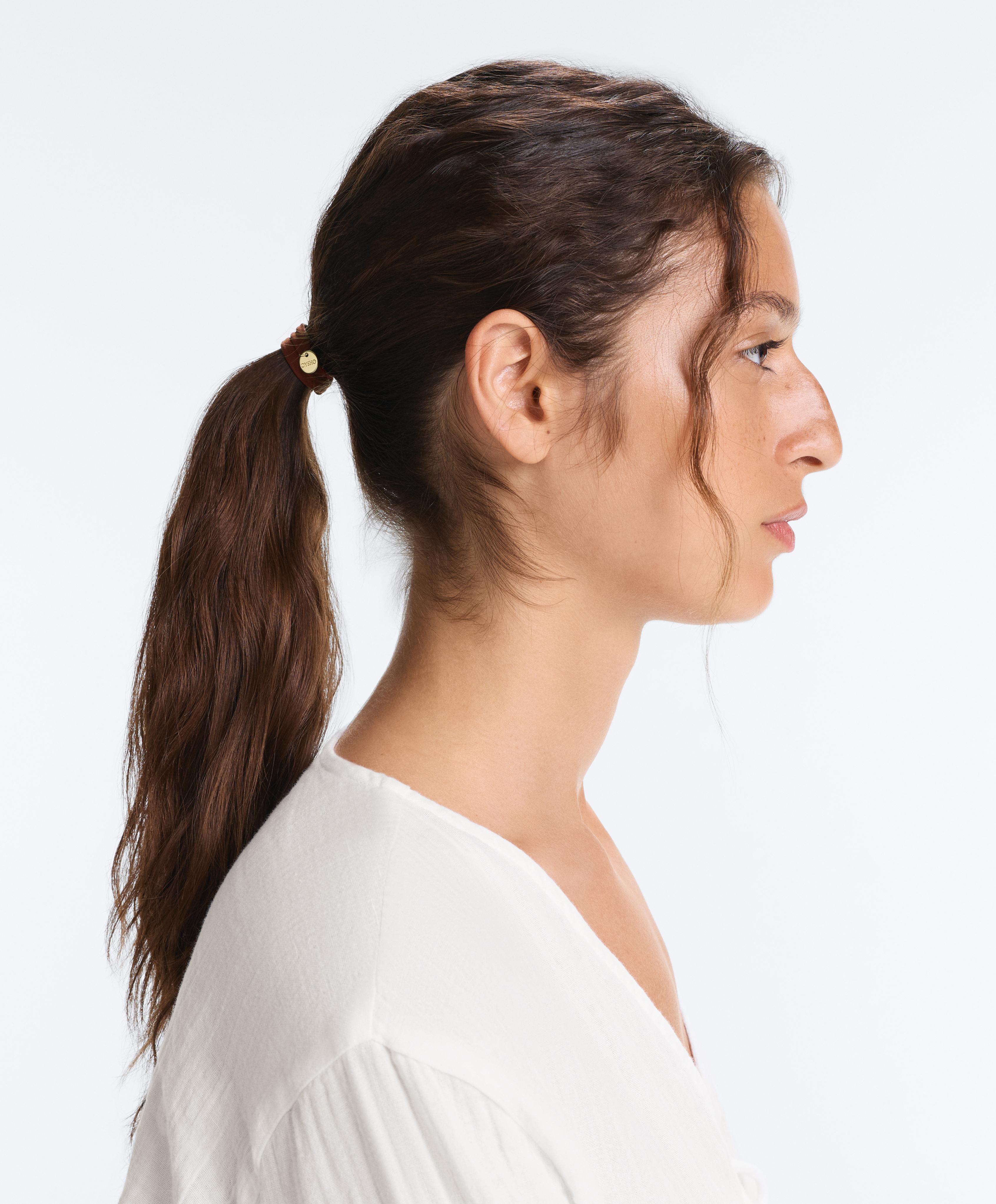 6 Oysho plaque hair ties — DARK BROWN