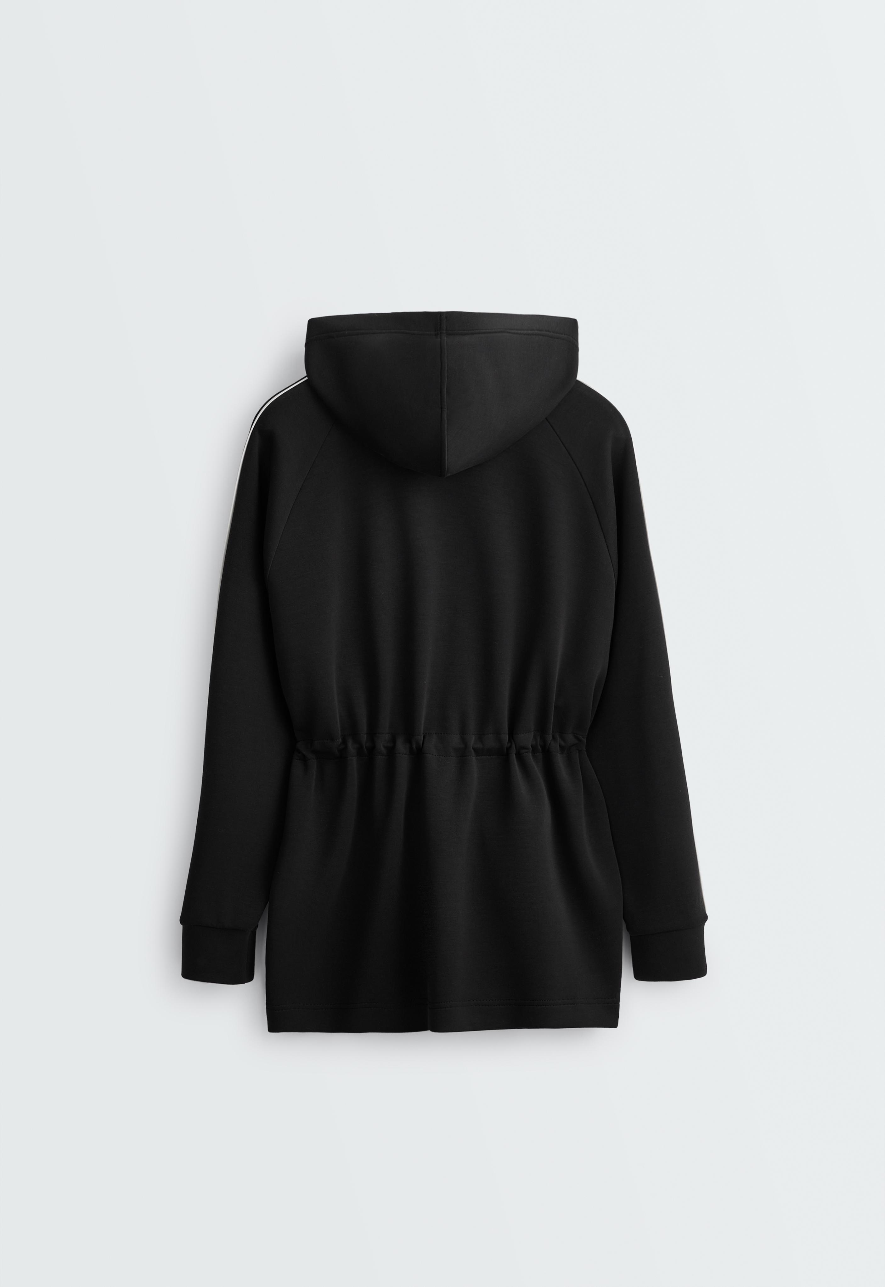 Long modal hooded jacket — BLACK