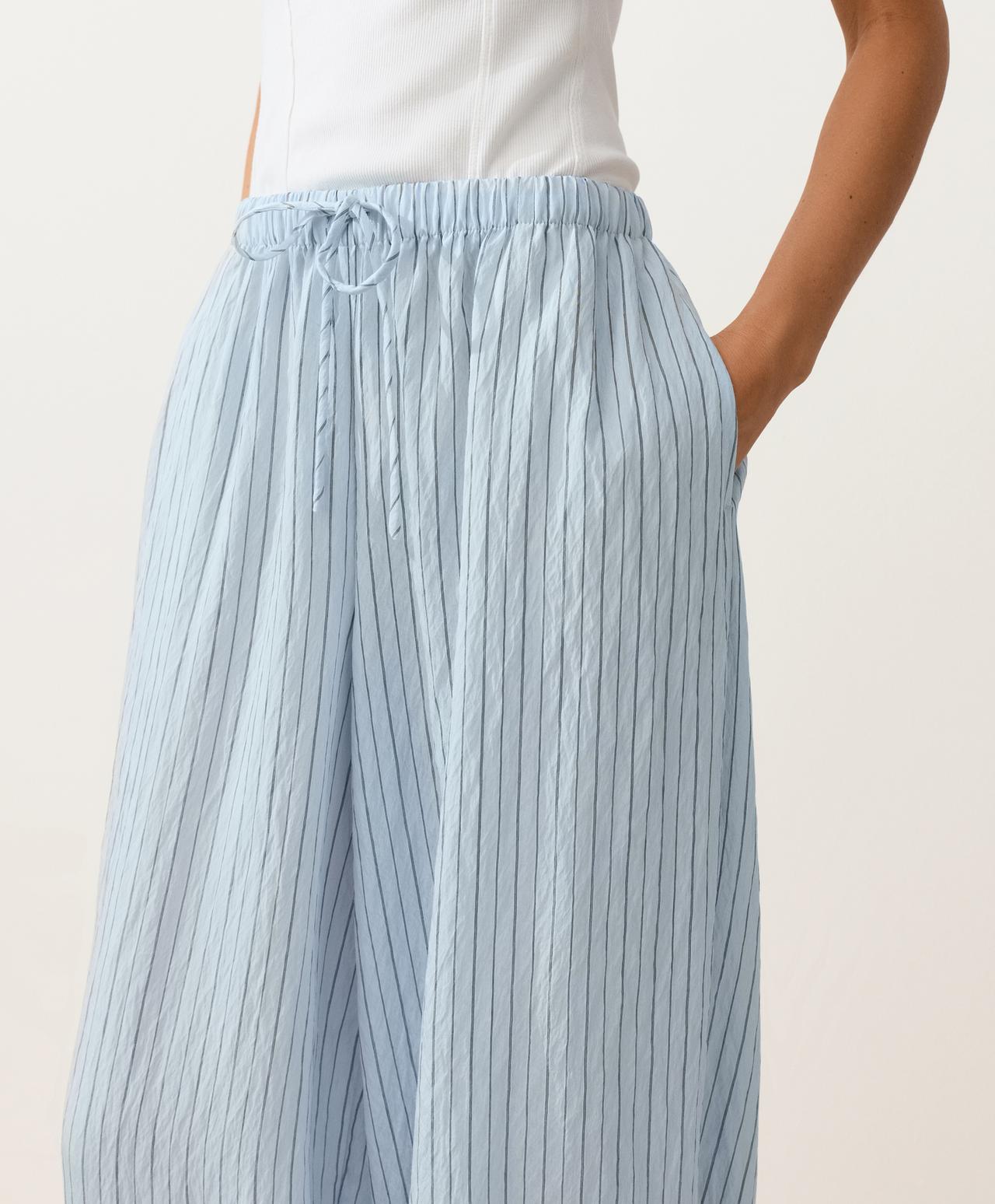 Modal blend striped trousers — DUSTY-BLUE