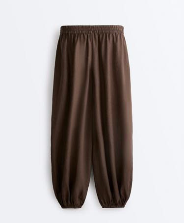 100% linen bloomer trousers — DARK BROWN 9