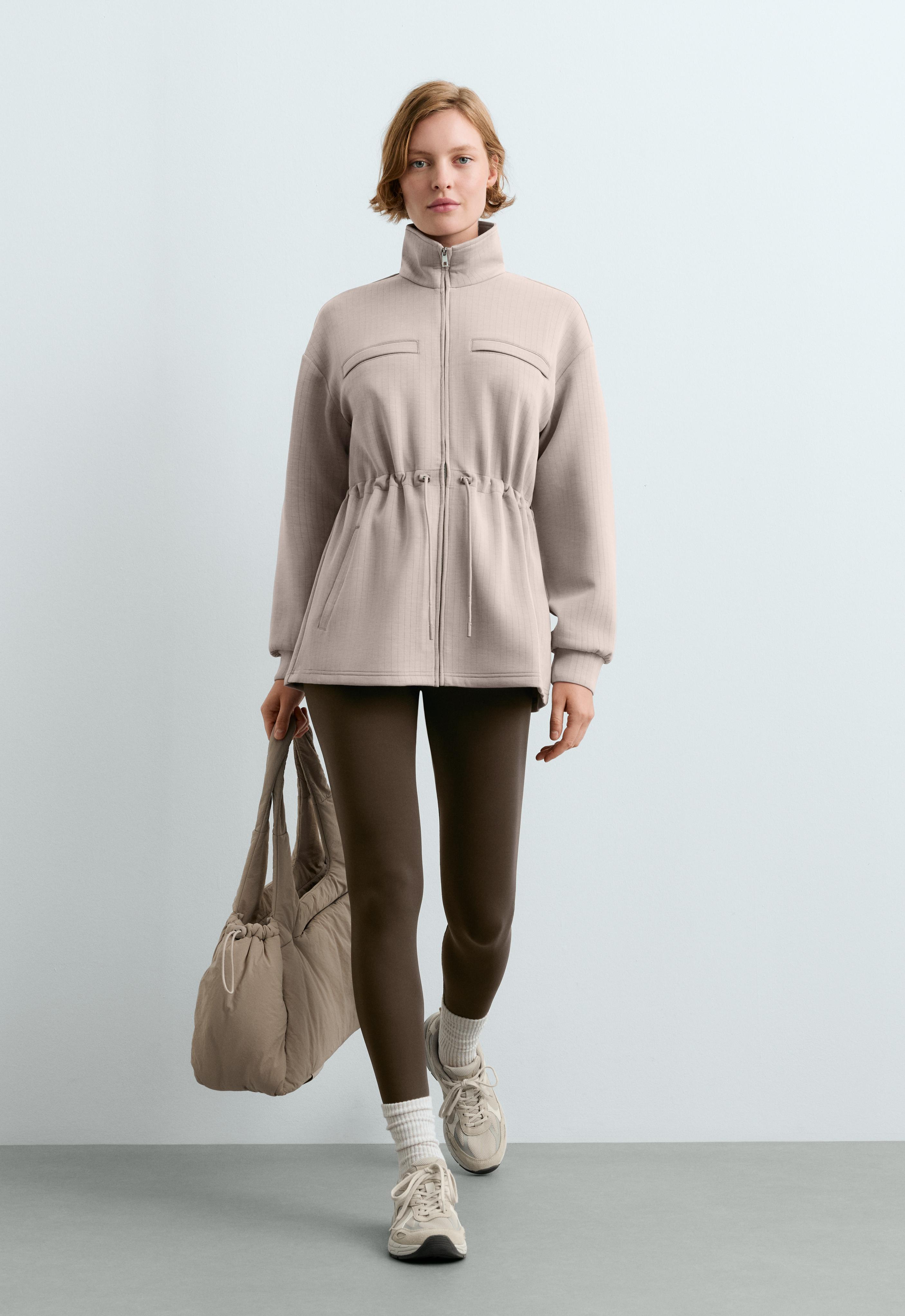 Lange Jacke aus Modal mit Nadelstreifen-Print