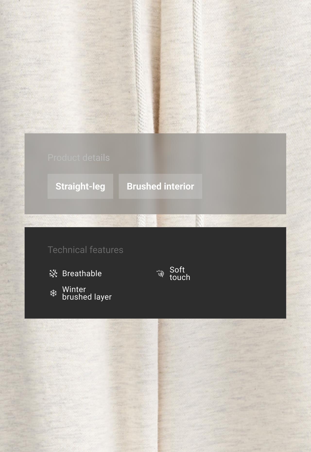 Adjustable cotton-blend fleece straight trousers — OATMEAL