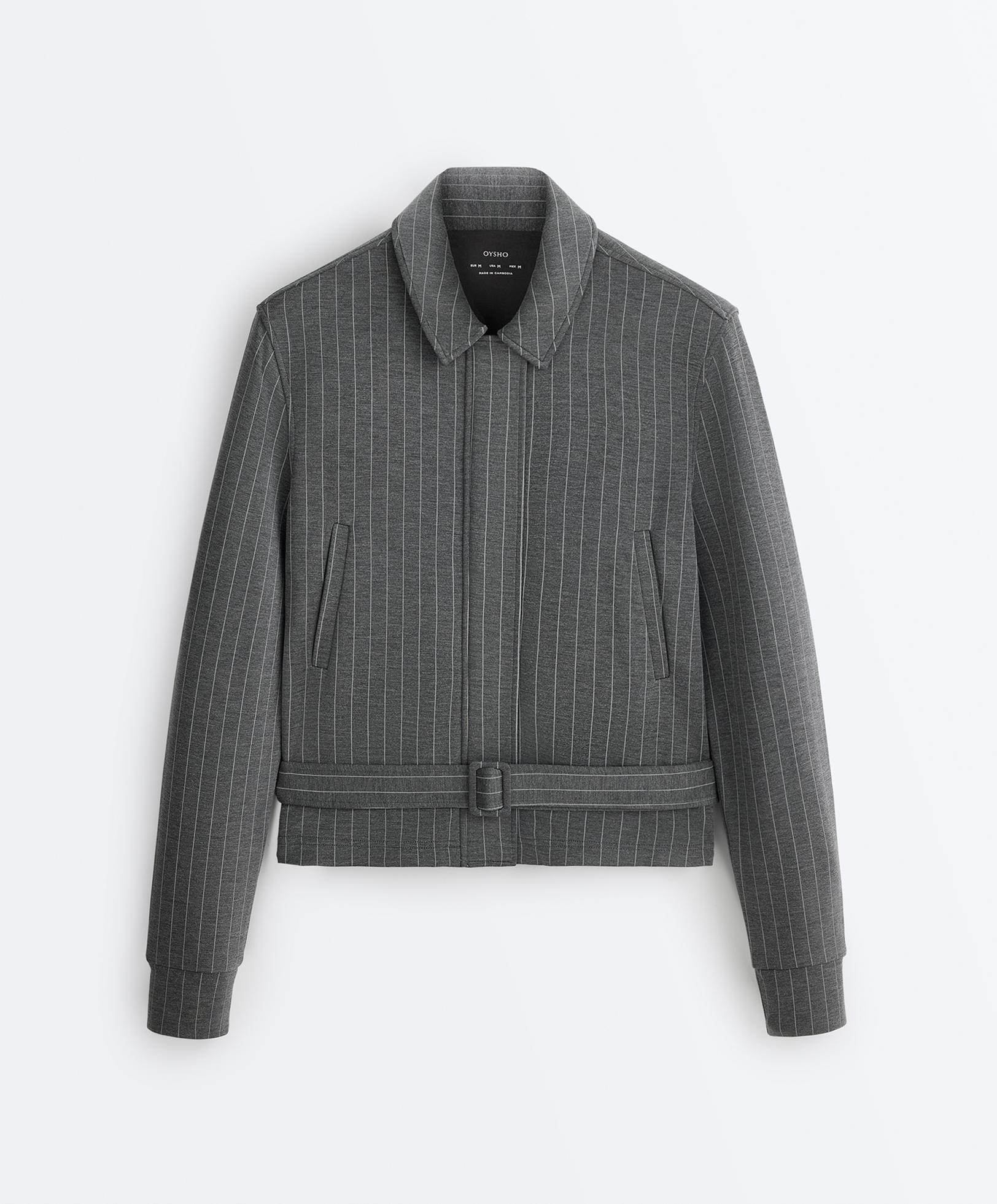 Soft-touch modal jacket with belt — DARK GREY