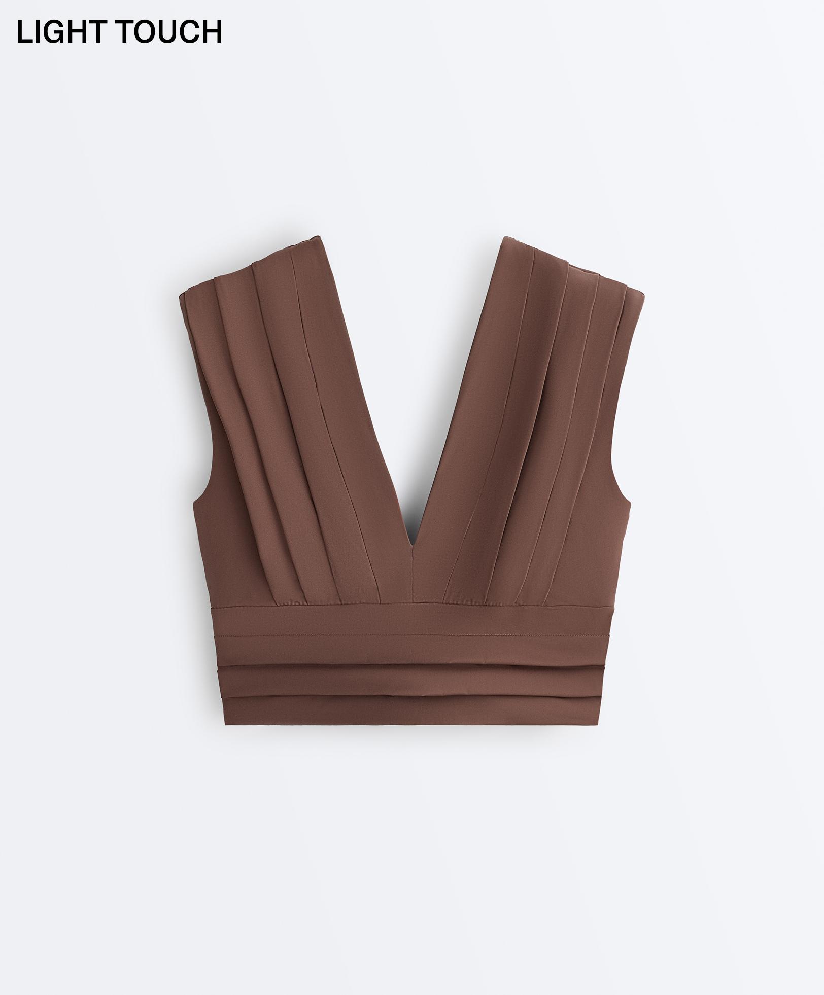 Light Touch pleated tank top — MID-BROWN