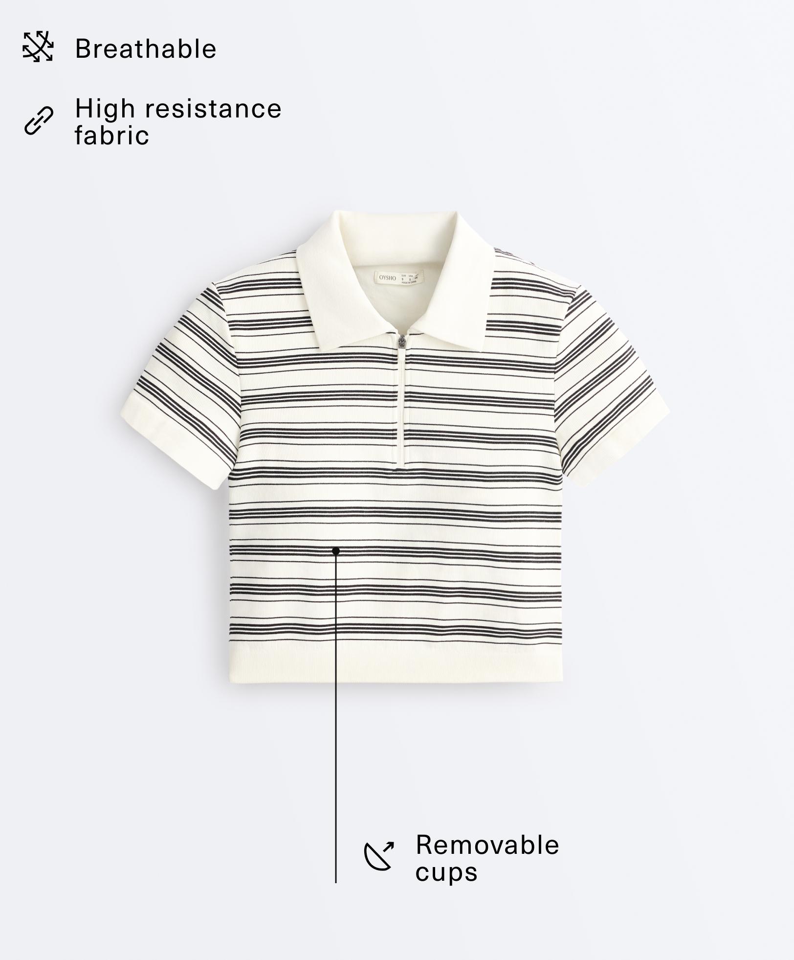 Striped seamless short-sleeved polo shirt