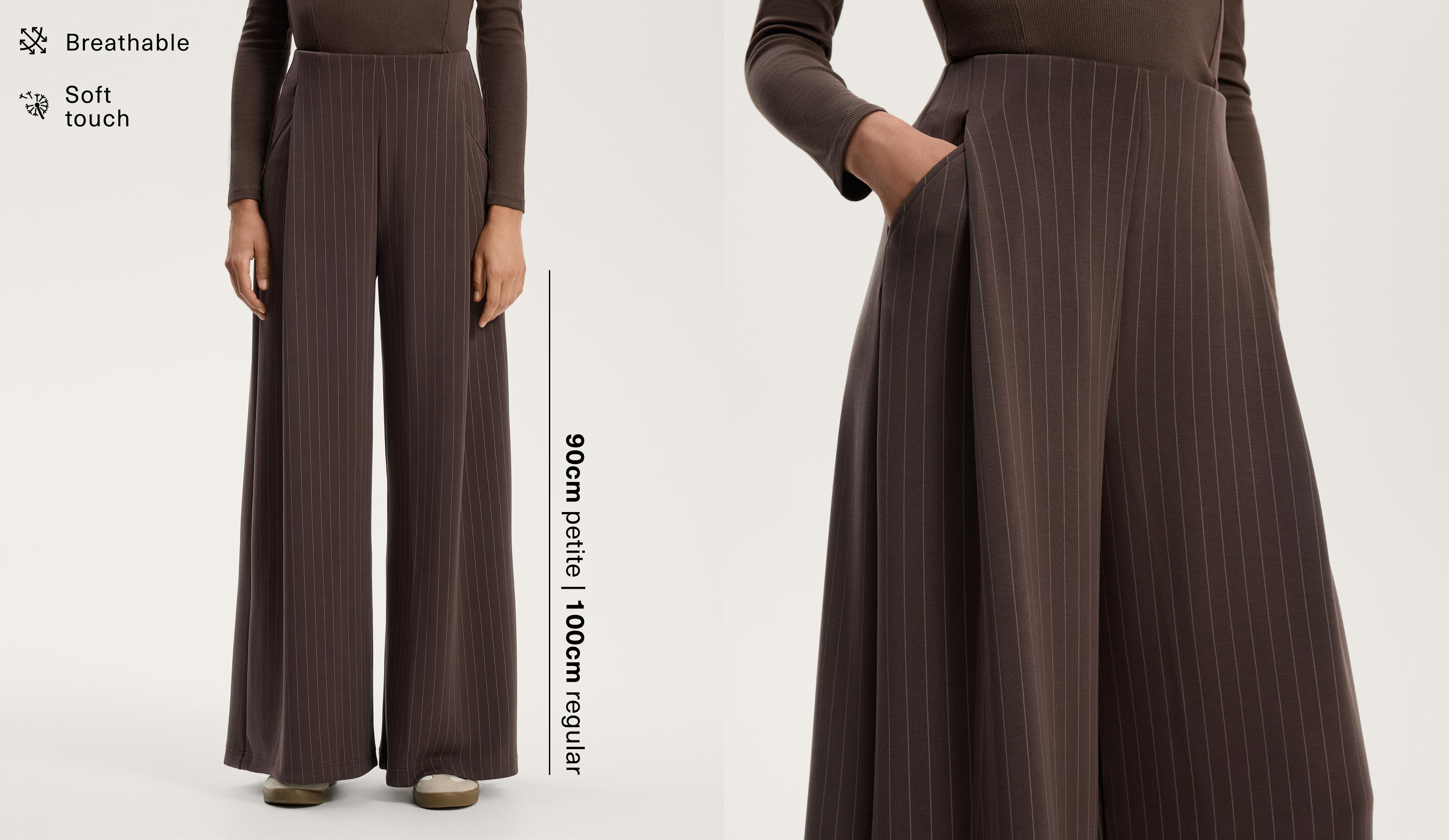 بنطلون واسع مخطط بمودال ناعم الملمس