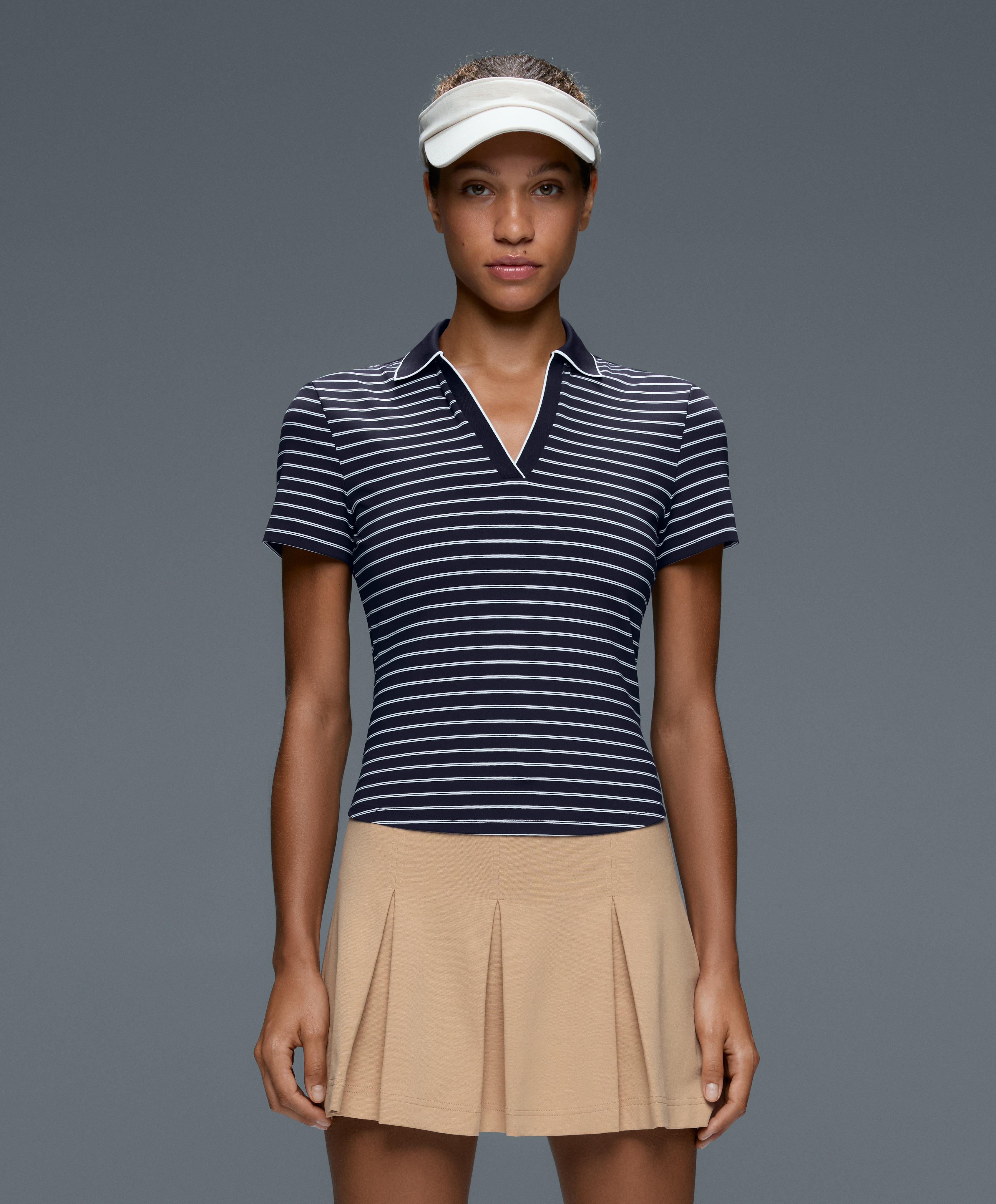 Striped Comfortlux short-sleeved polo shirt — NAVY BLUE