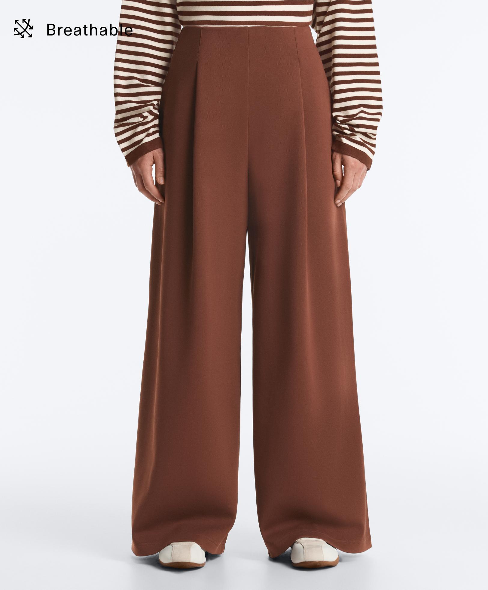 Φαρδύ μακρύ παντελόνι high rise πικέ