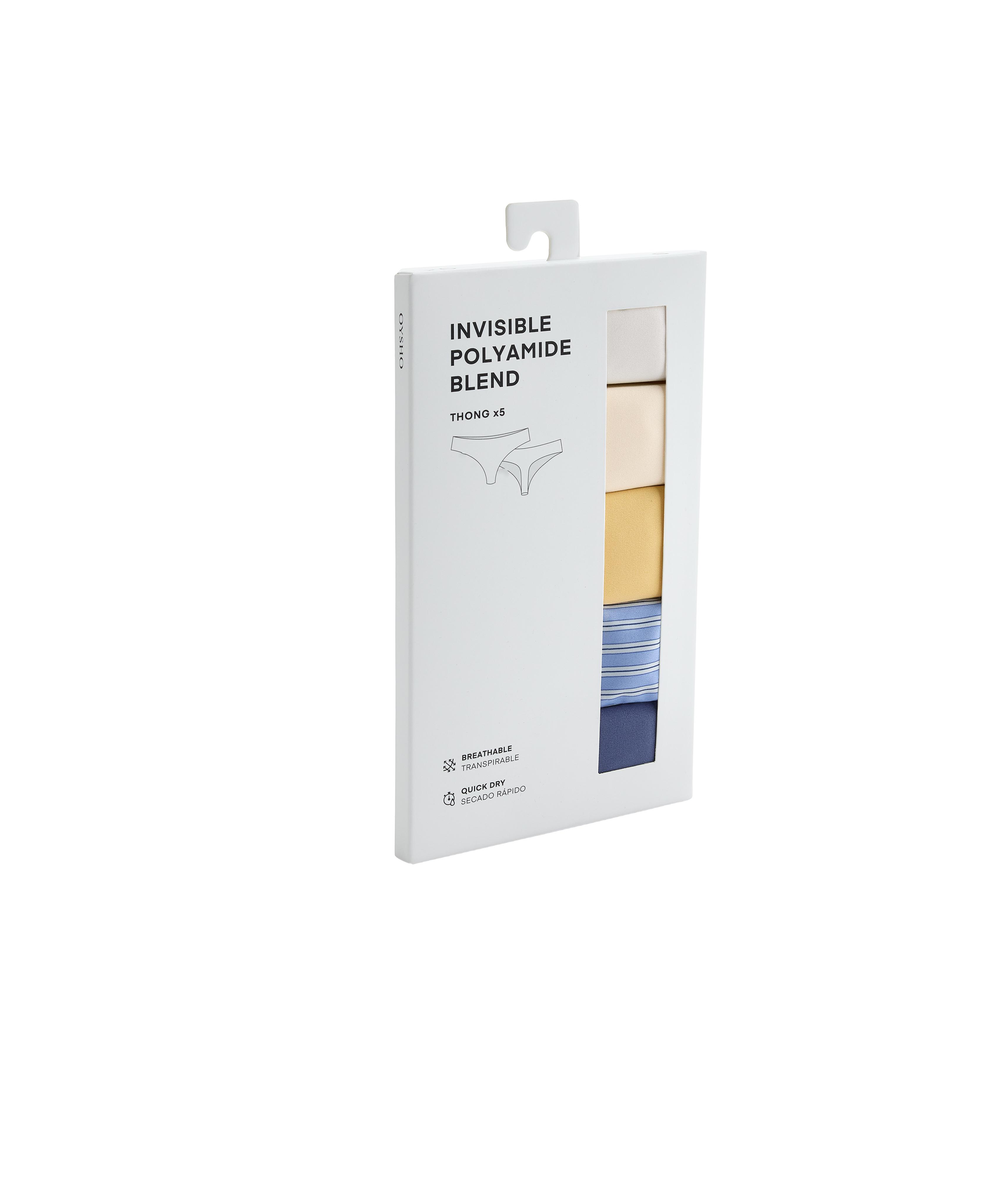 5 laser-cut invisible polyamide blend thongs — MID-YELLOW