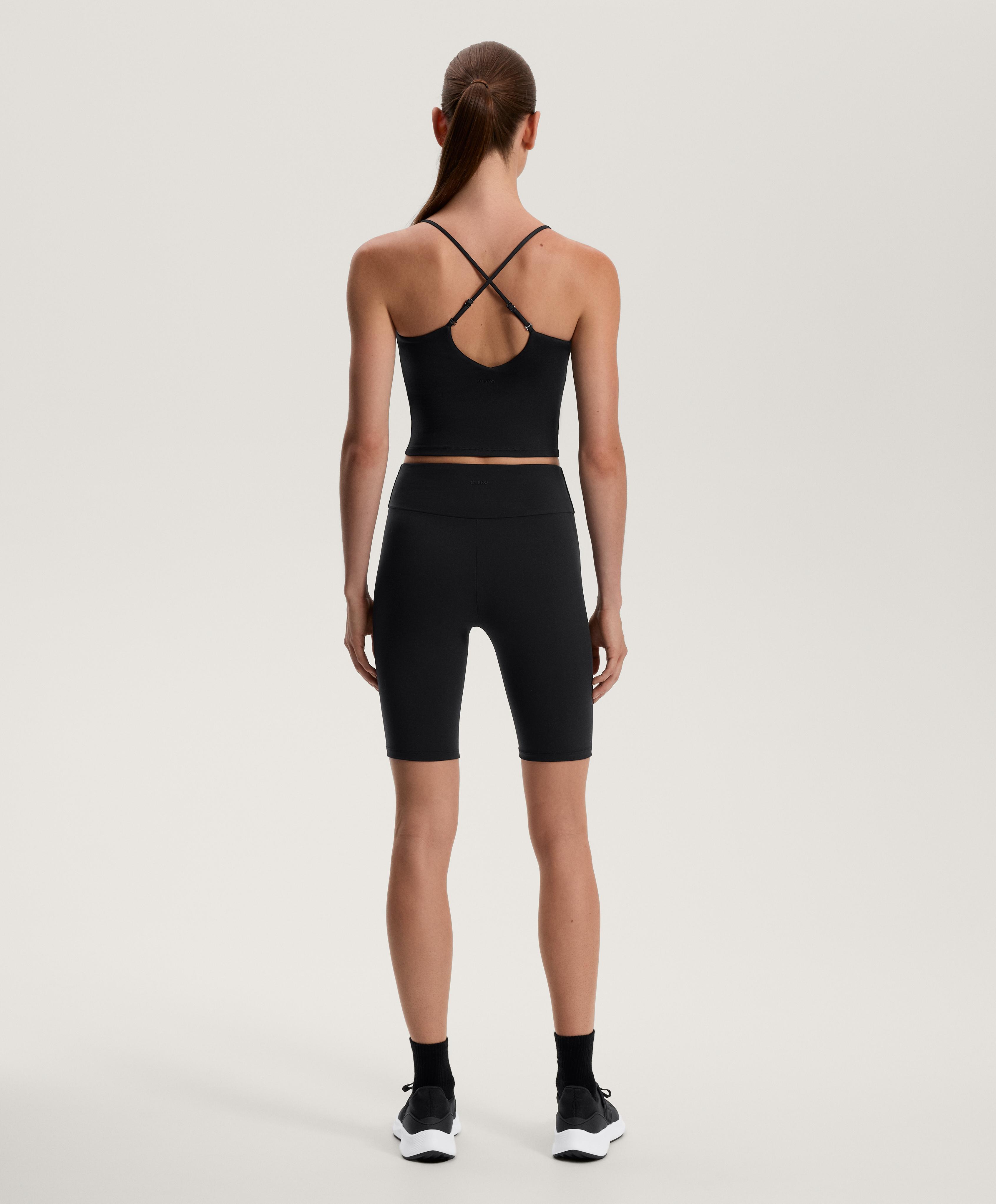 Comfortlux high-waisted 25cm biker leggings — BLACK