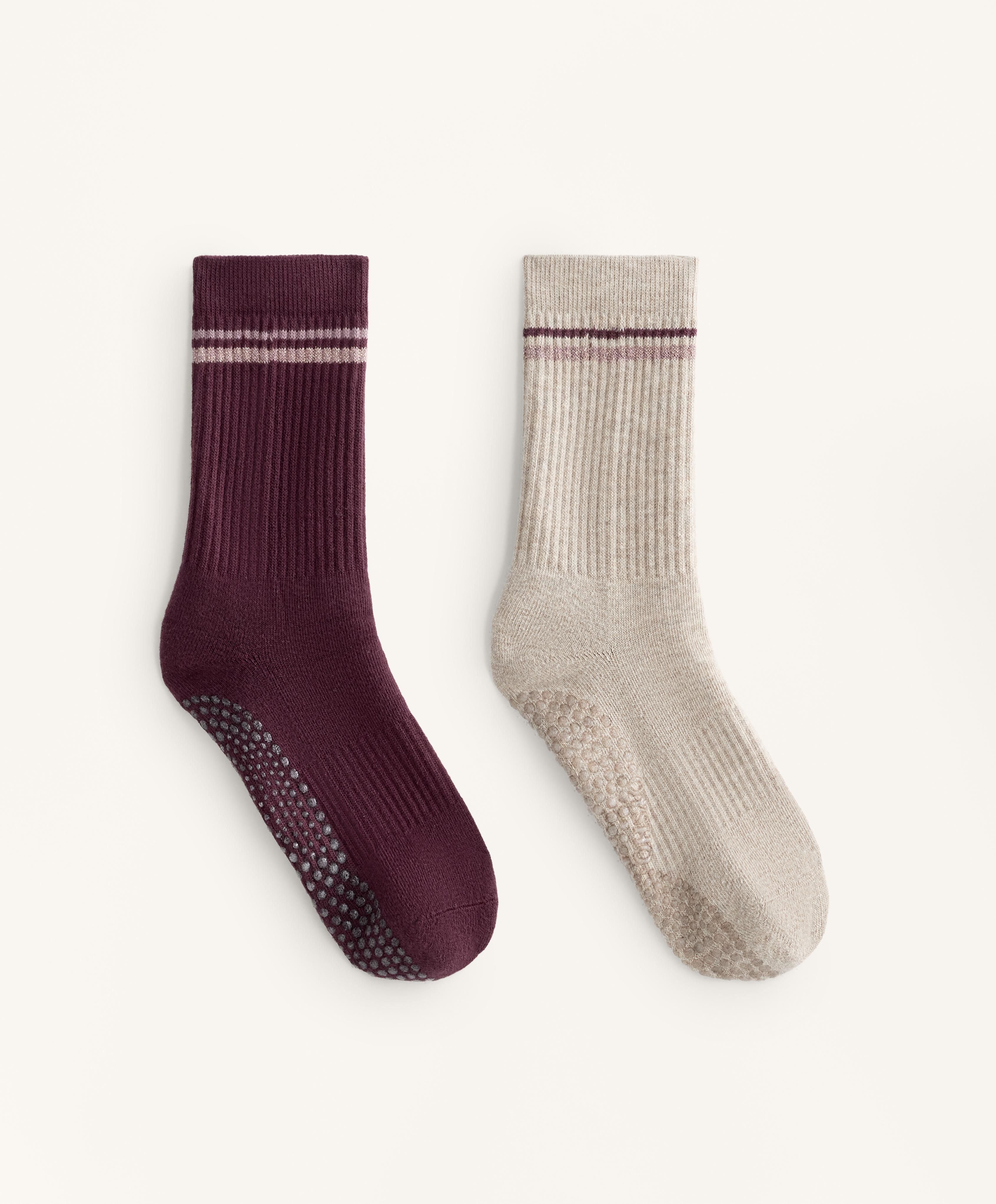 2 pairs of classic cotton blend yoga and Pilates socks