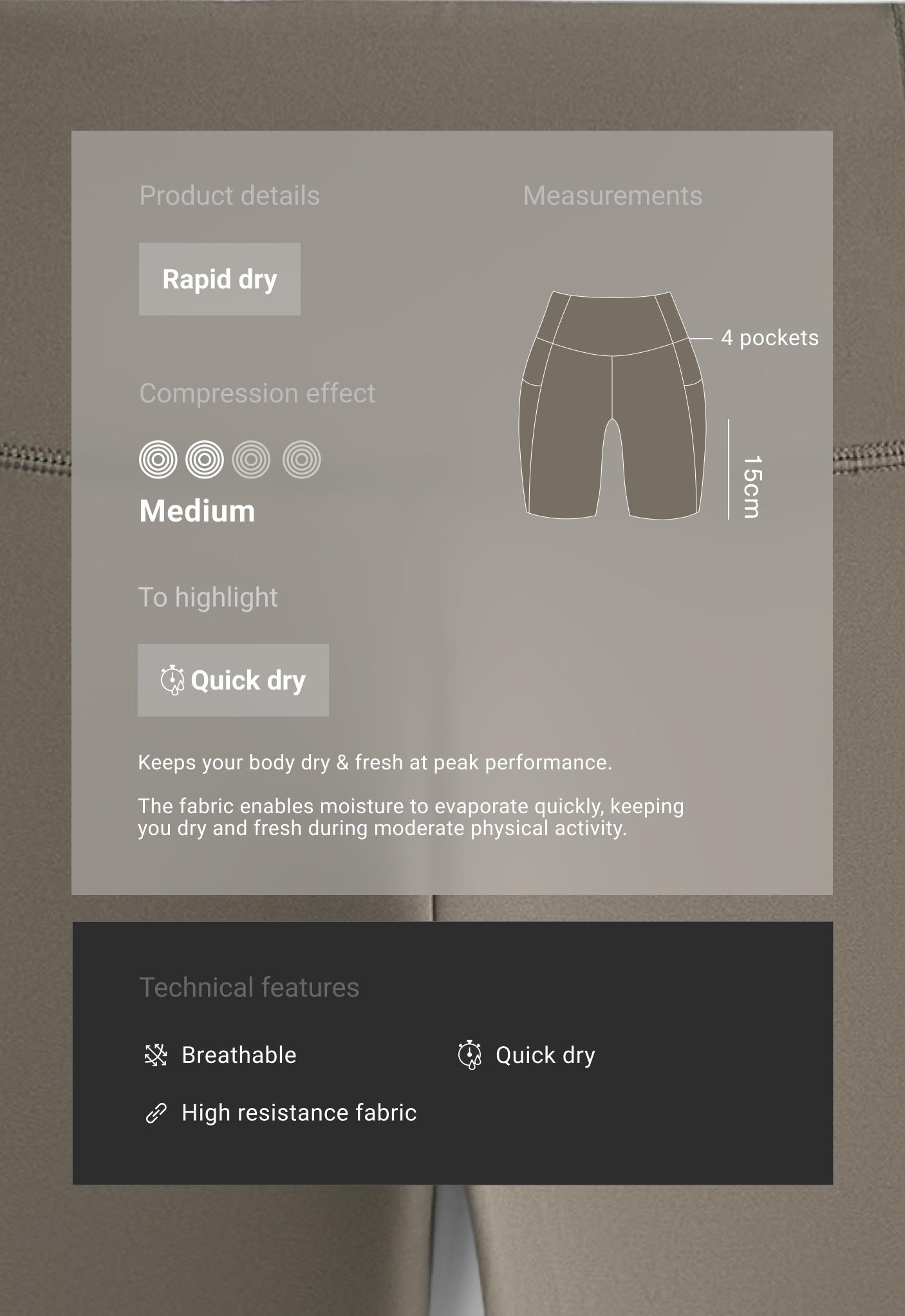 Rapid Dry High rise 15cm cycle leggings with pockets