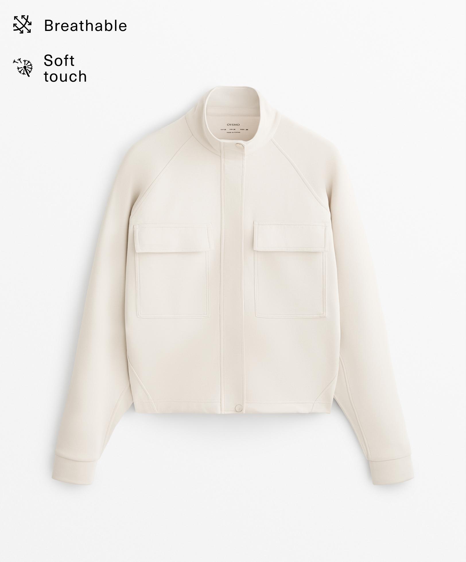 Piqué jacket with cotton and pockets