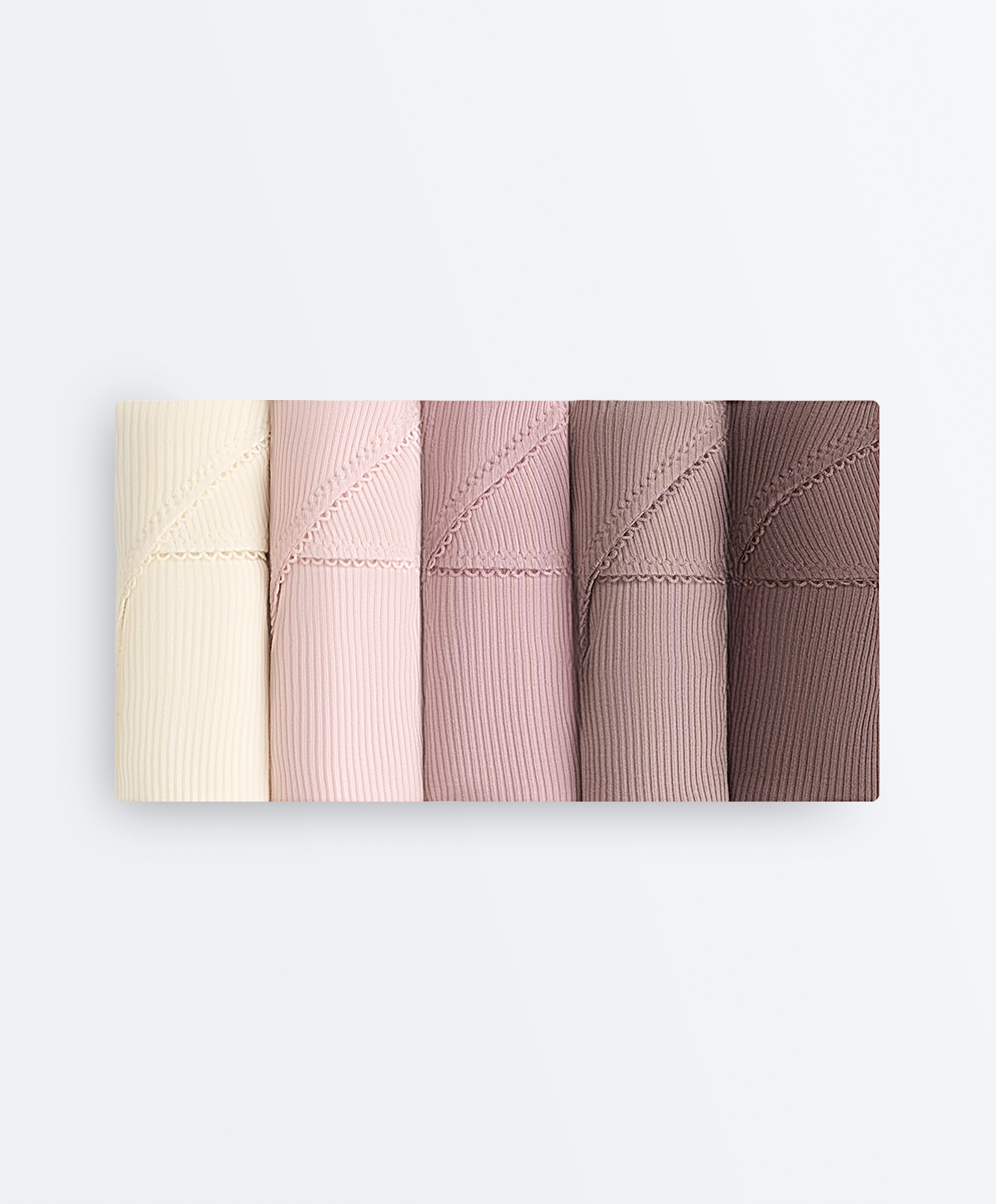 5 cotton rib U-cut Brazilian briefs — FADED PINK