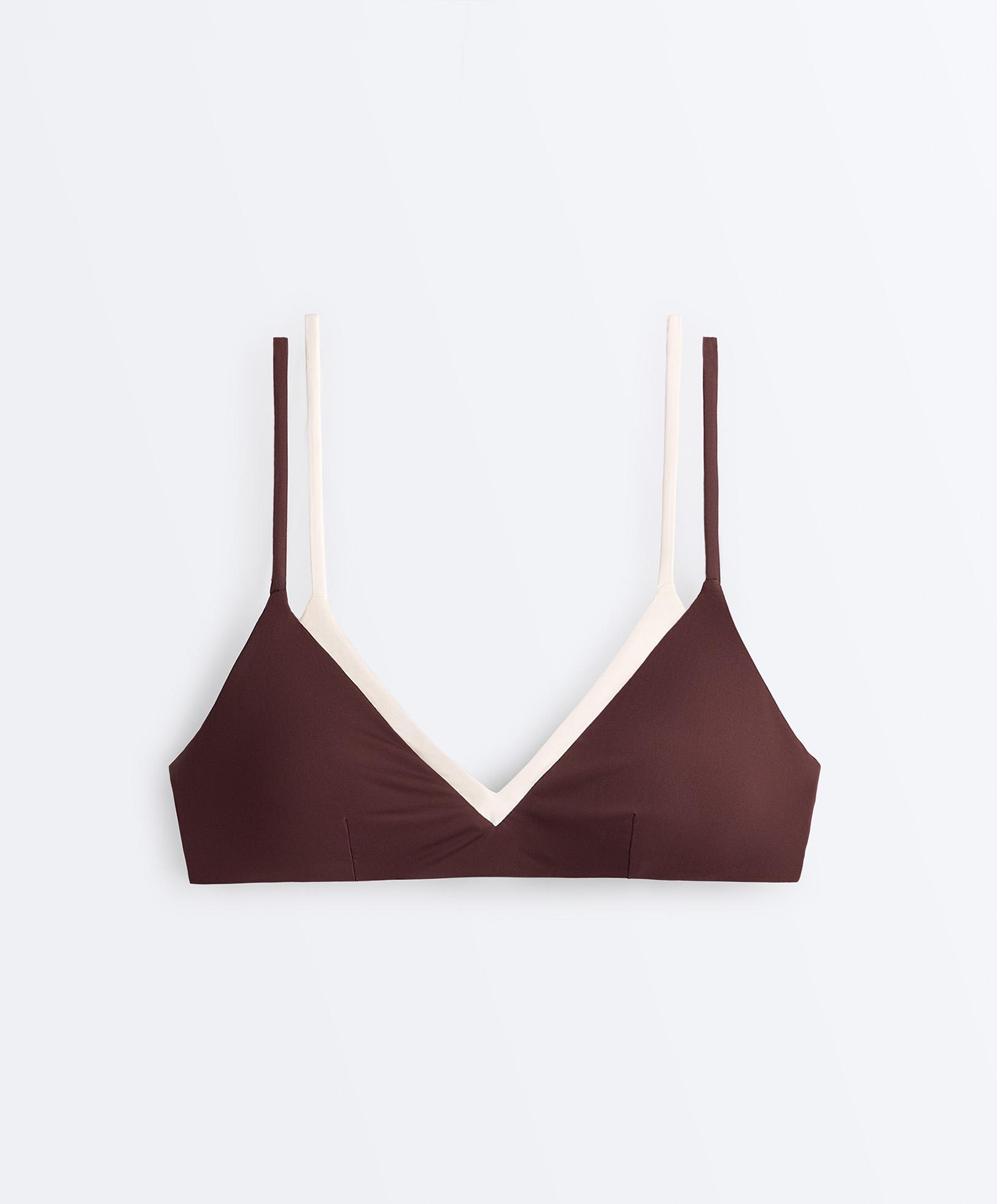 Double-effect bikini top — CHOCOLATE