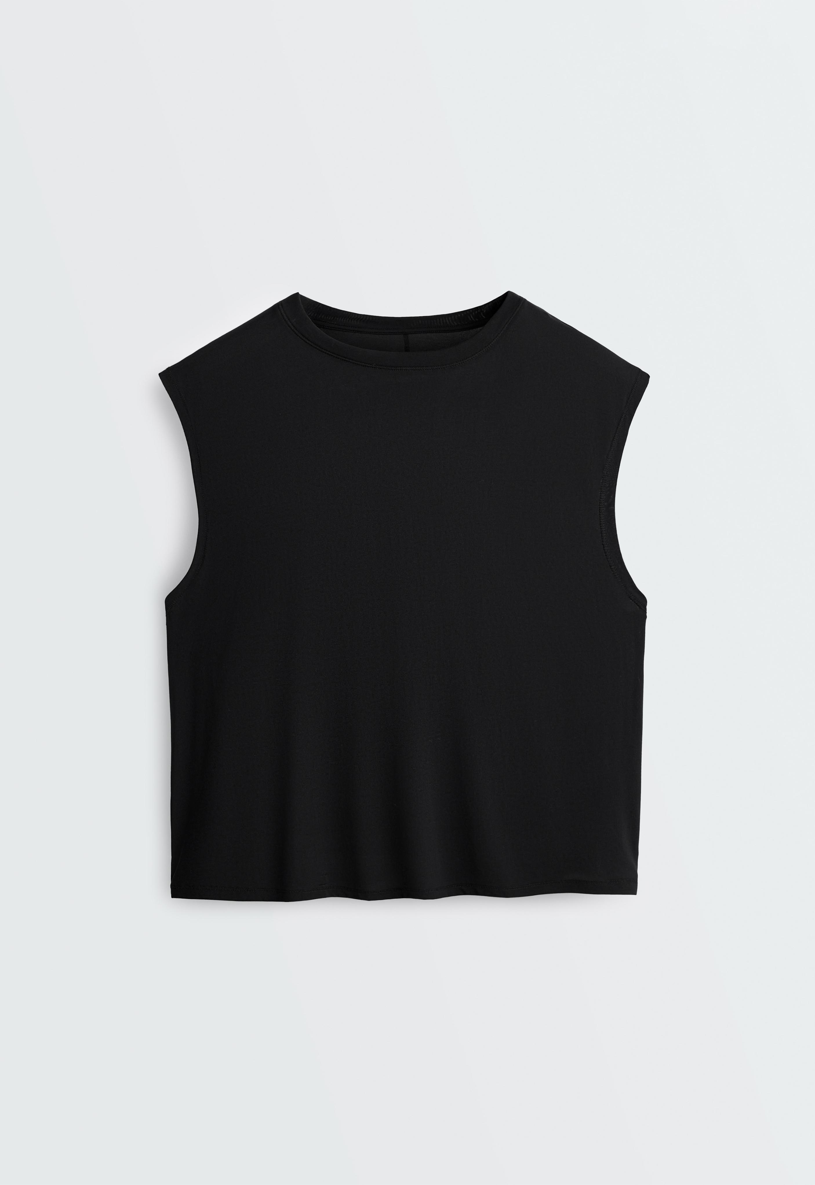 Modal blend sleeveless T-shirt — BLACK