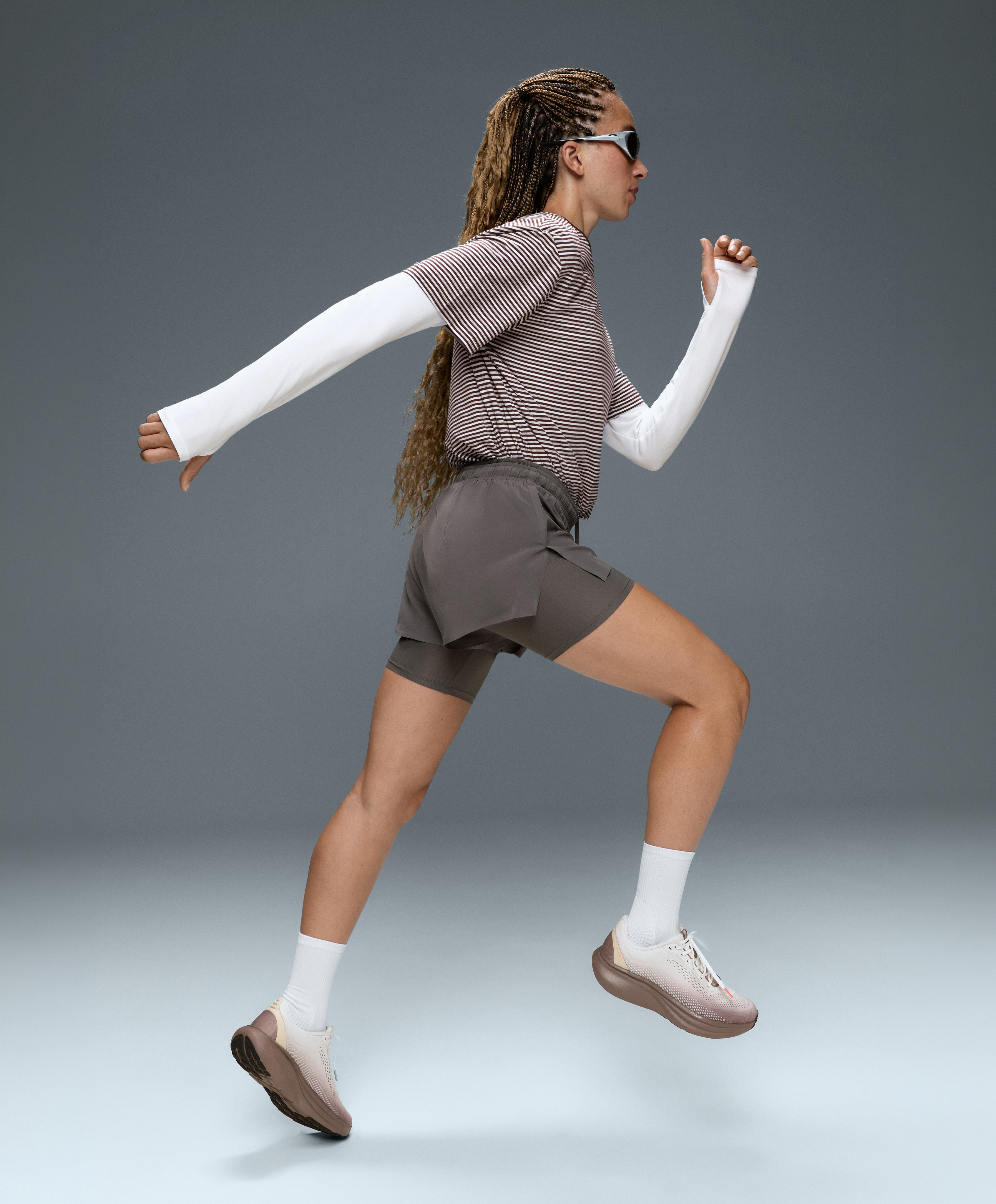 Technical mid rise 2-in-1 shorts — CHARCOAL GREY