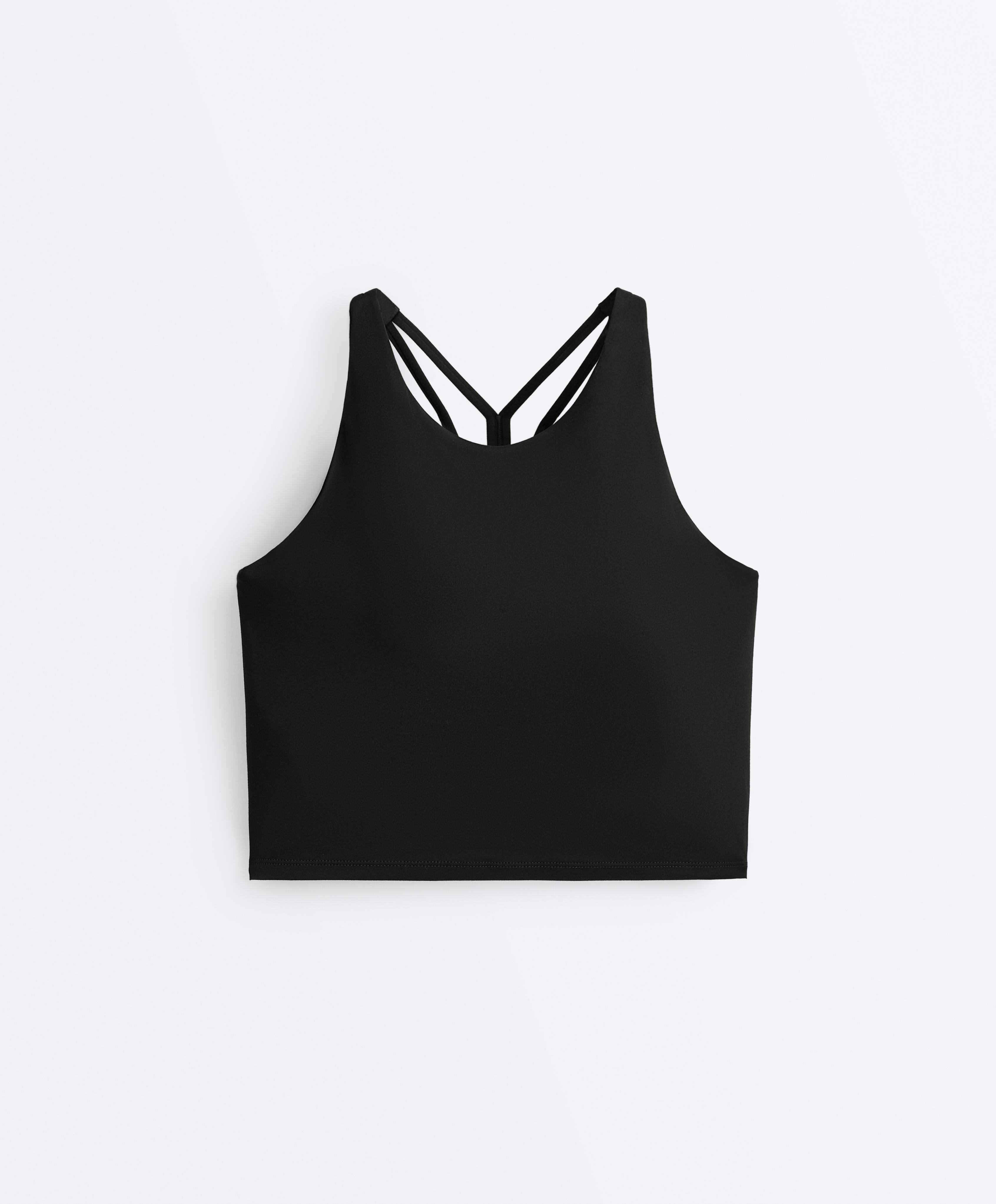Comfortlux strappy tank top with cups — BLACK