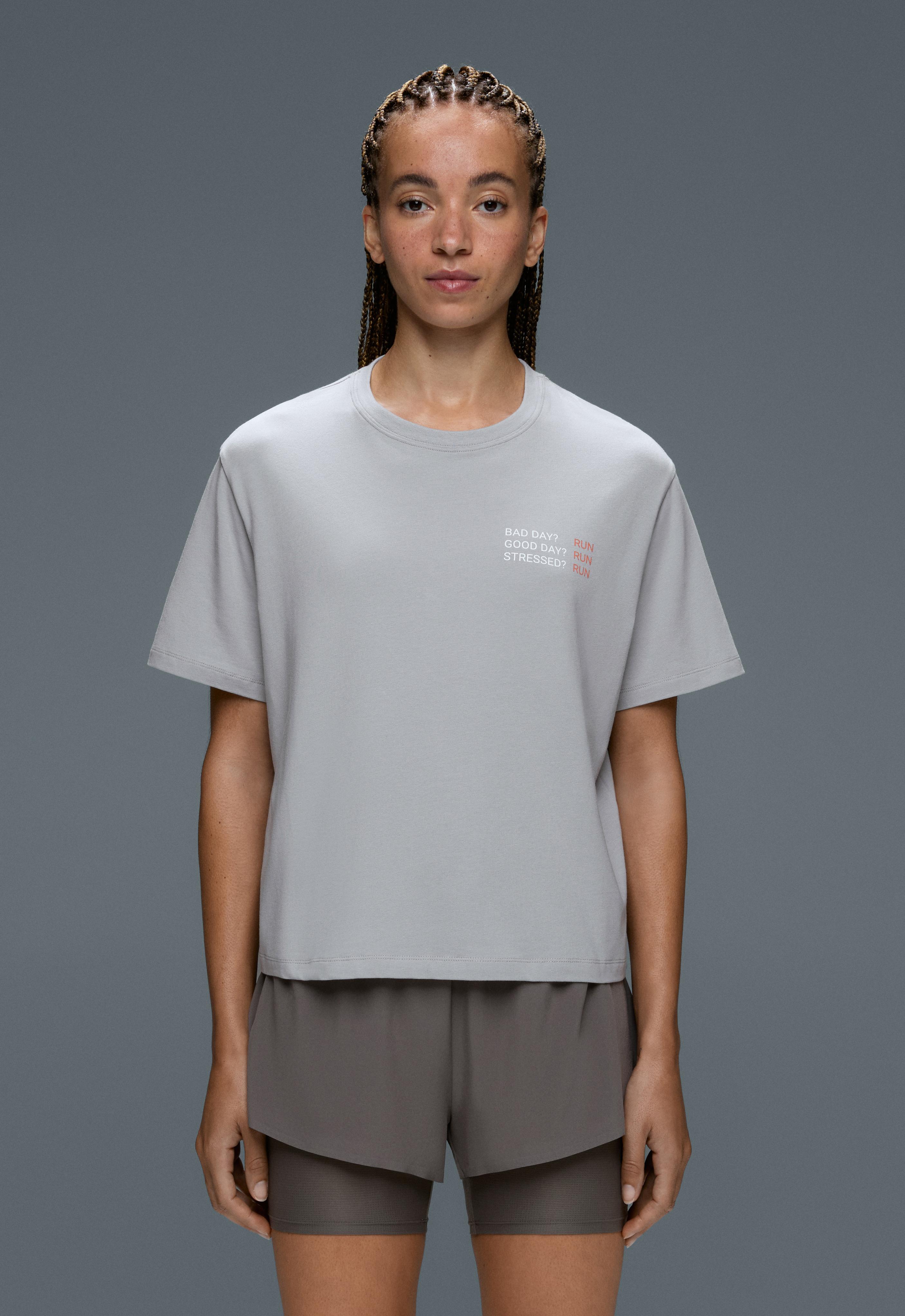 Boxy cotton blend slogan T-shirt