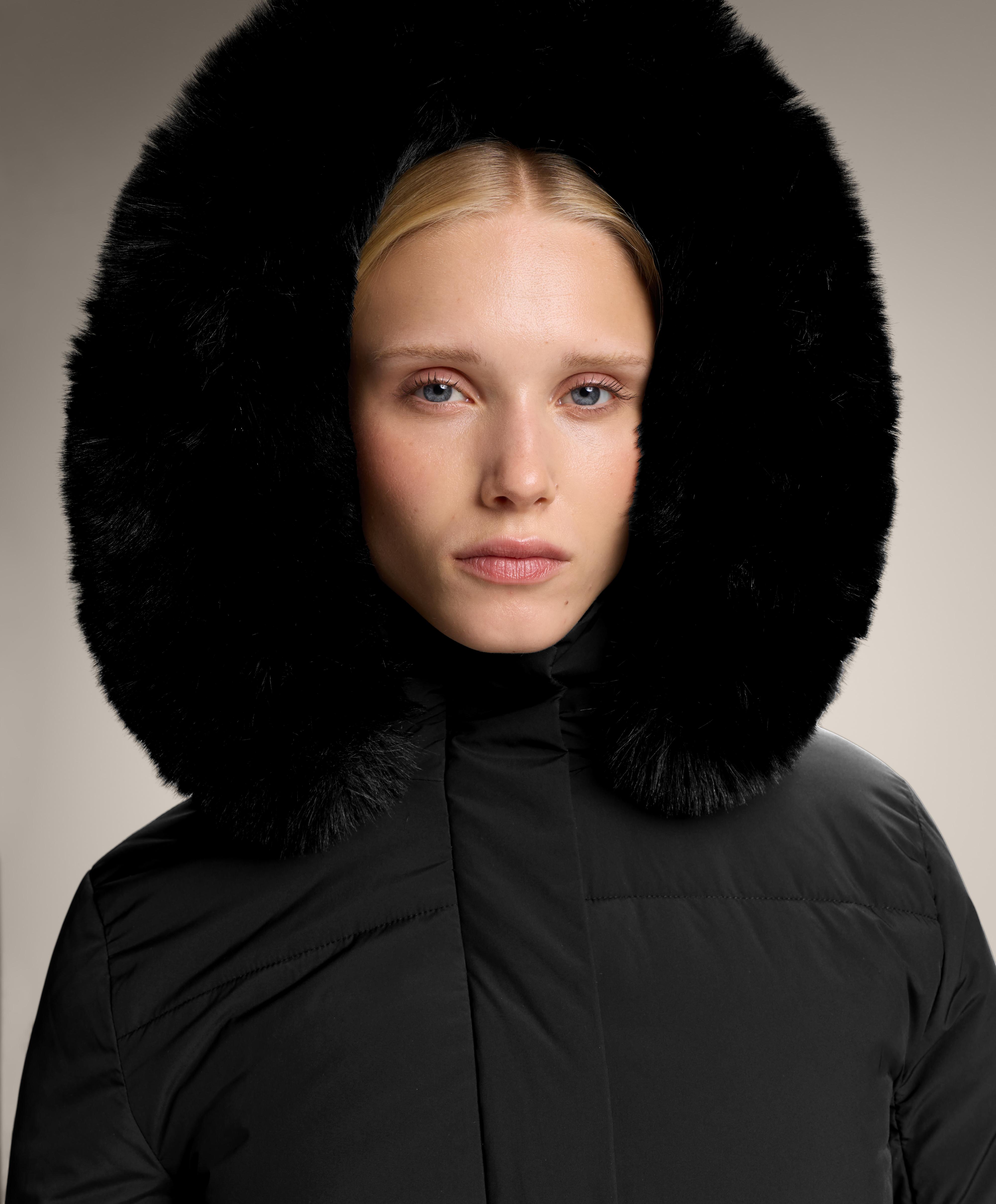 Water-repellent Primaloft® padded midi jacket — BLACK