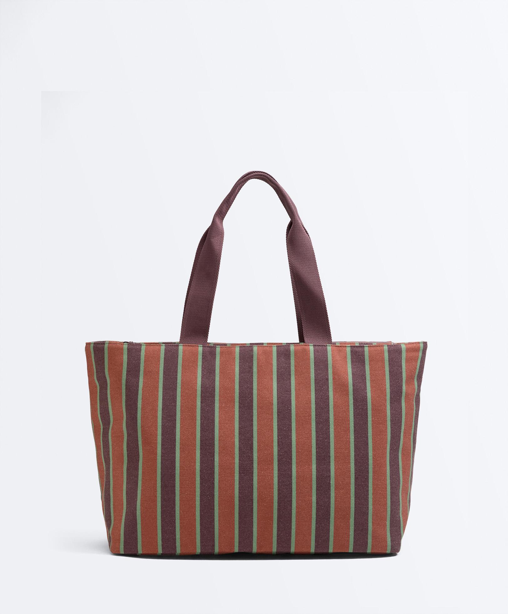 Striped canvas tote bag — COMBINED