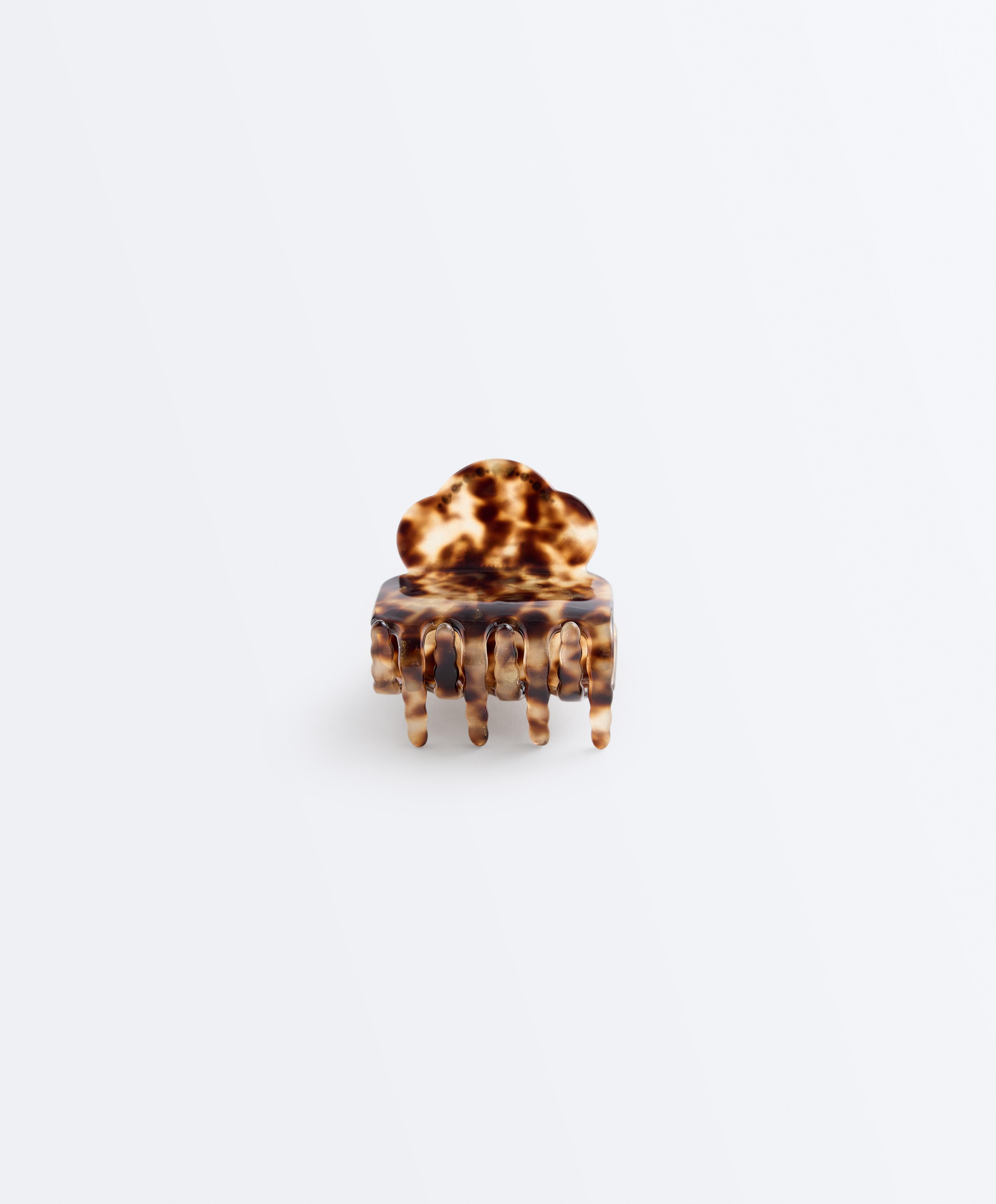 Mini rhinestone hair clip — COGNAC