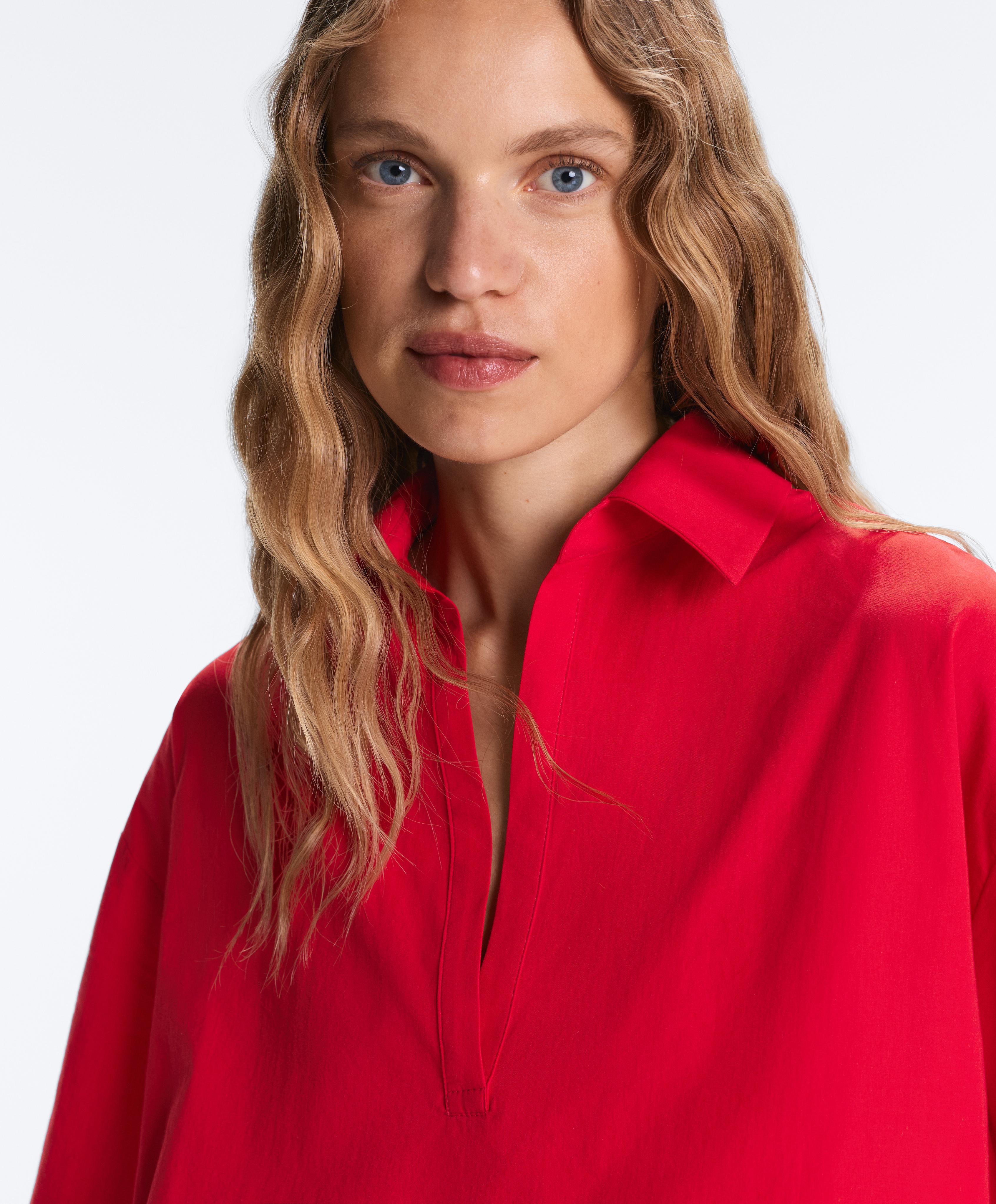 100% cotton poplin polo shirt — BRIGHT RED