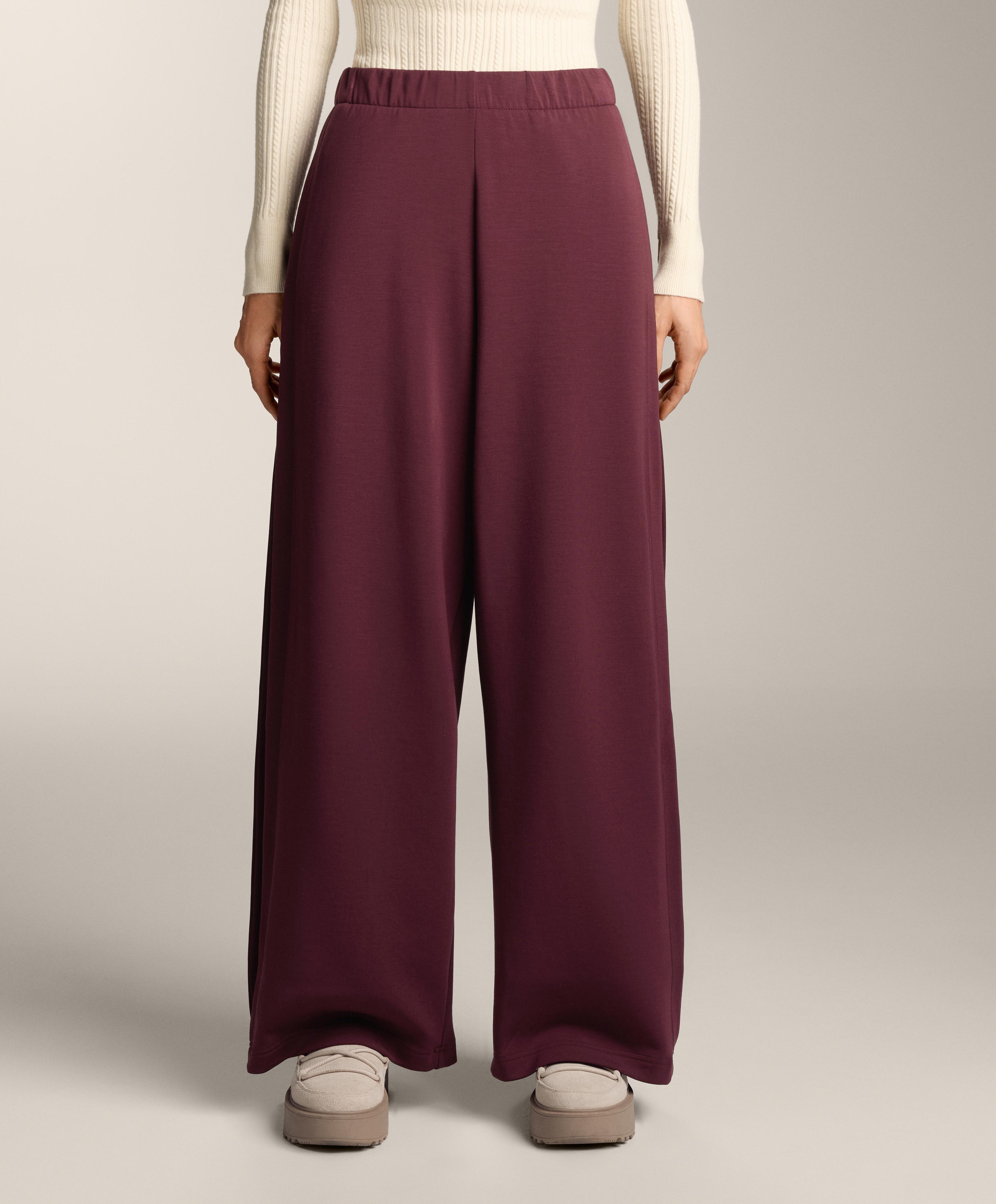 Cocoon trousers with side pleat and brushed modal — MAROON