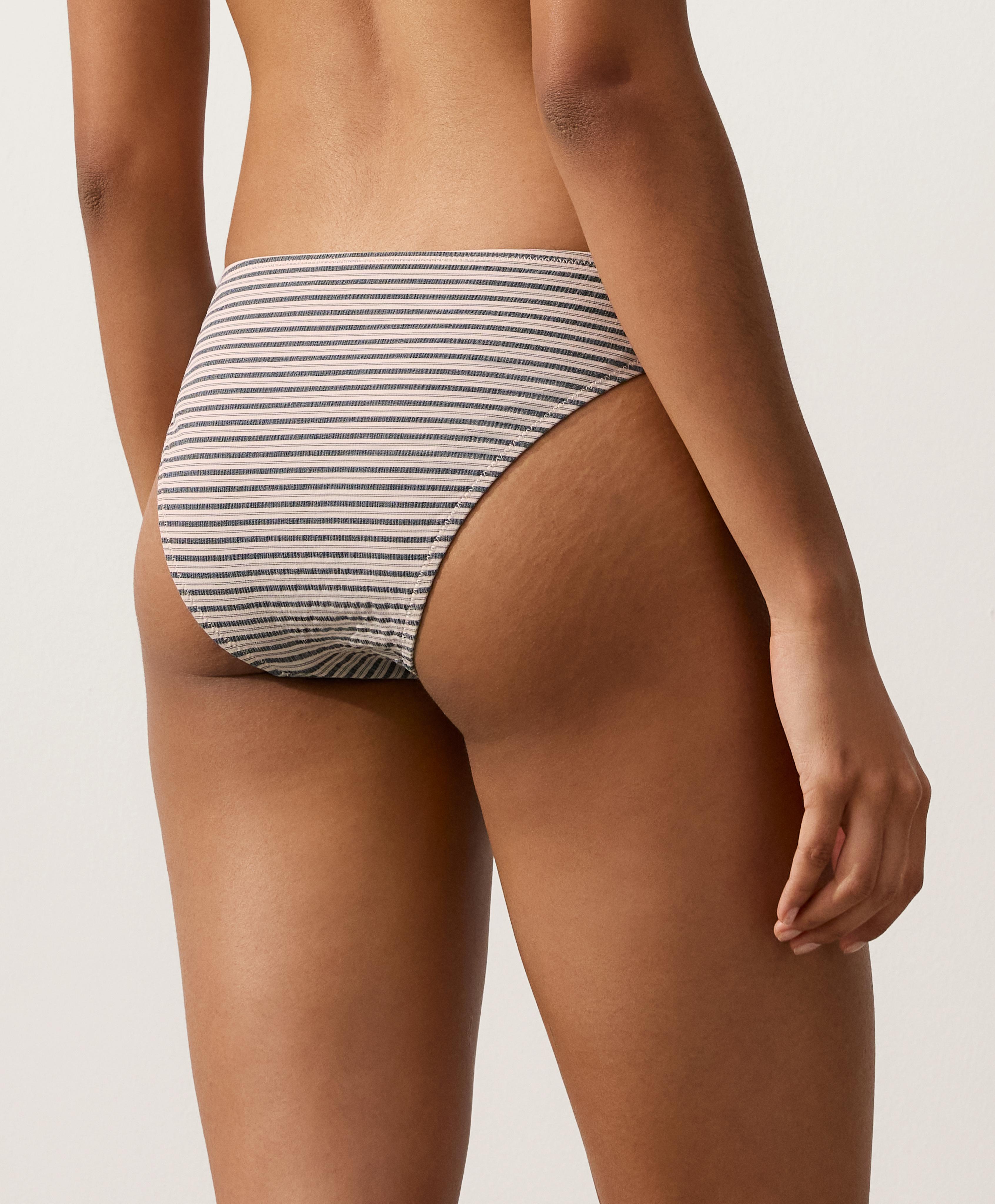 Striped classic bikini briefs — SAND