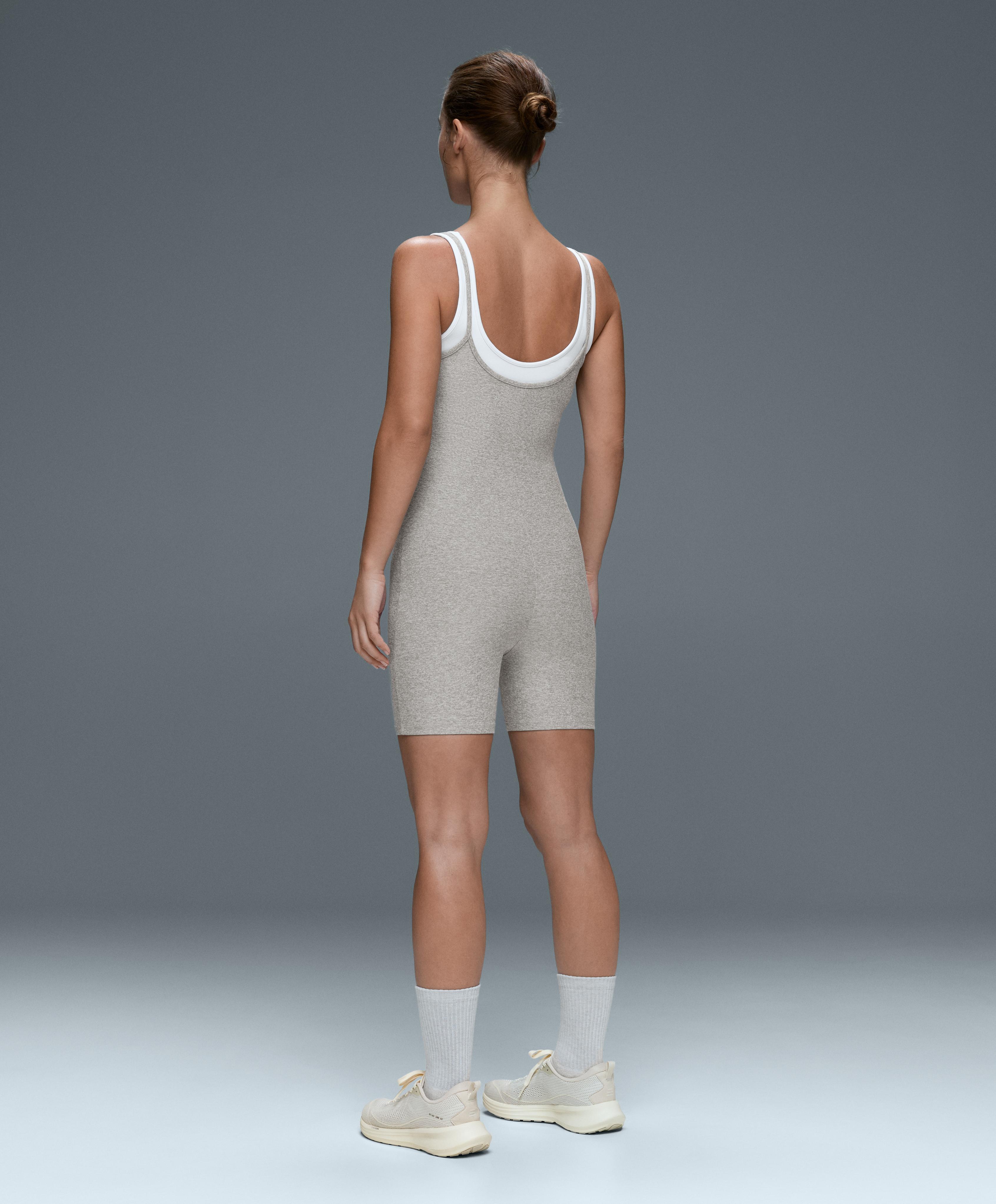 Comfortlux short jumpsuit with heathered overlay — GREY MELANGE