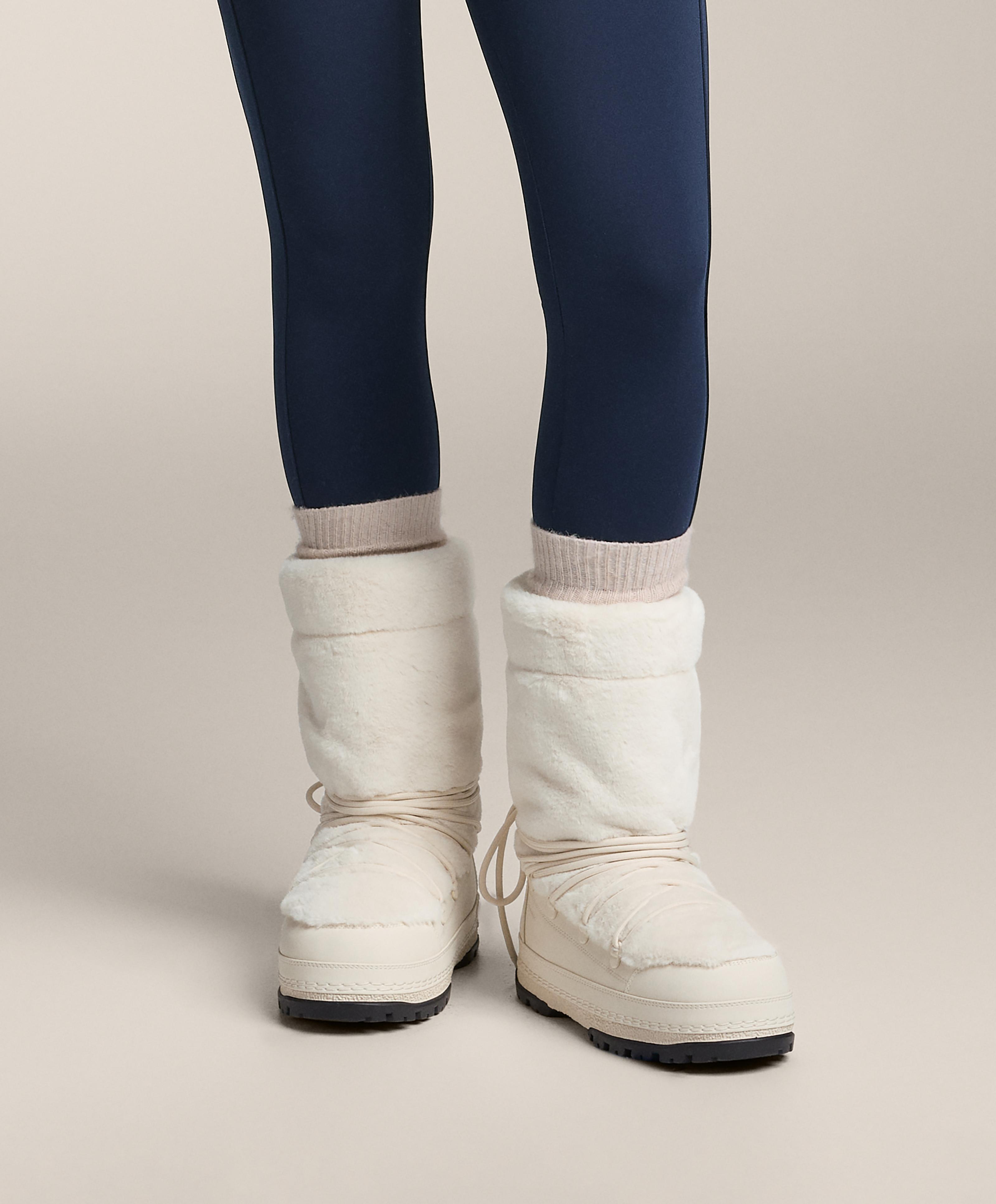 Lace-up technical faux fur boots — ECRU