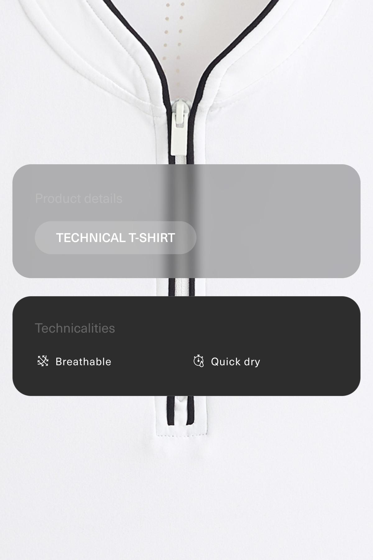 Technical sleeveless T-shirt with half zip — WHITE