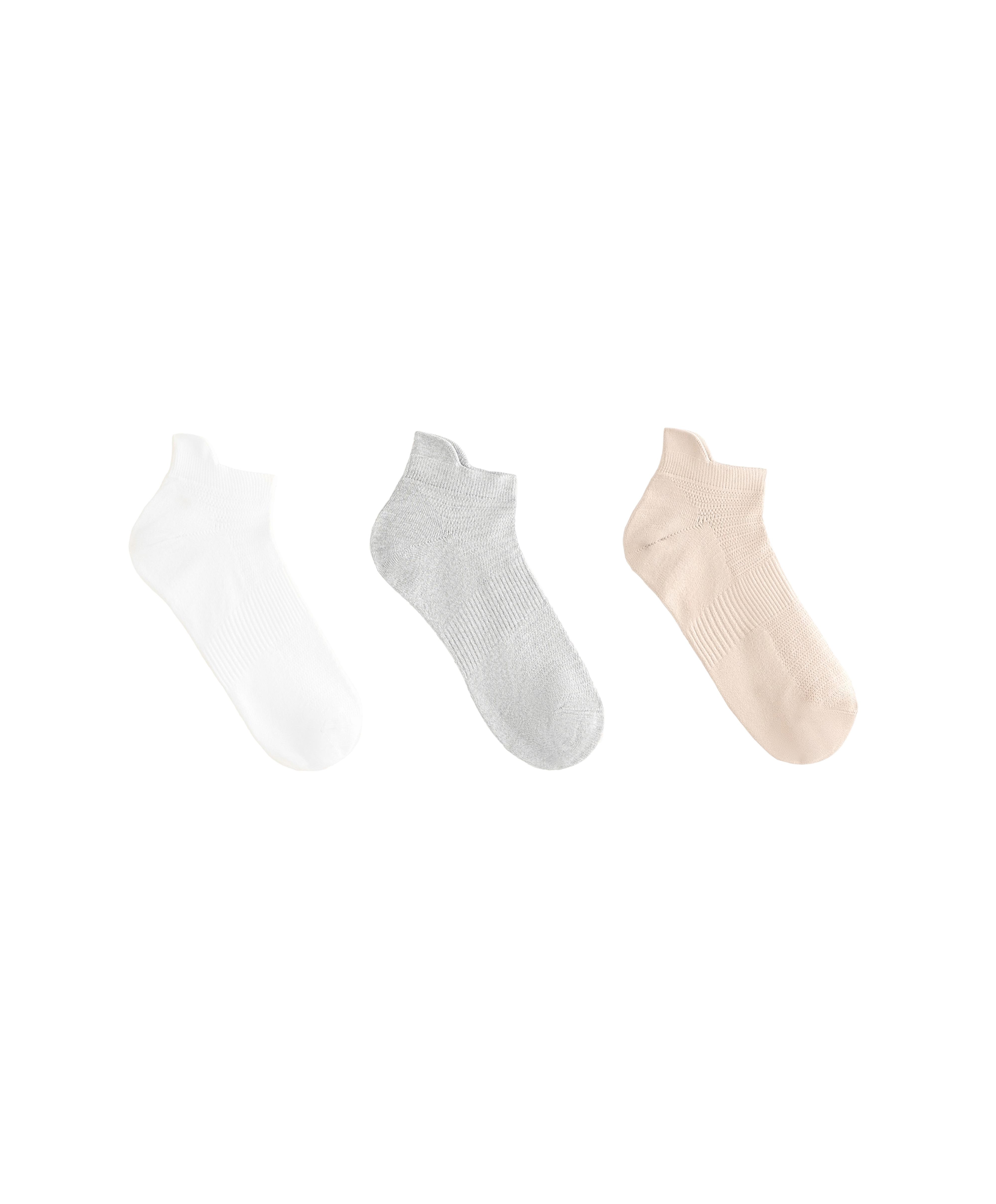 3 pack of polyamide blend sneaker socks with heel tab — GREY
