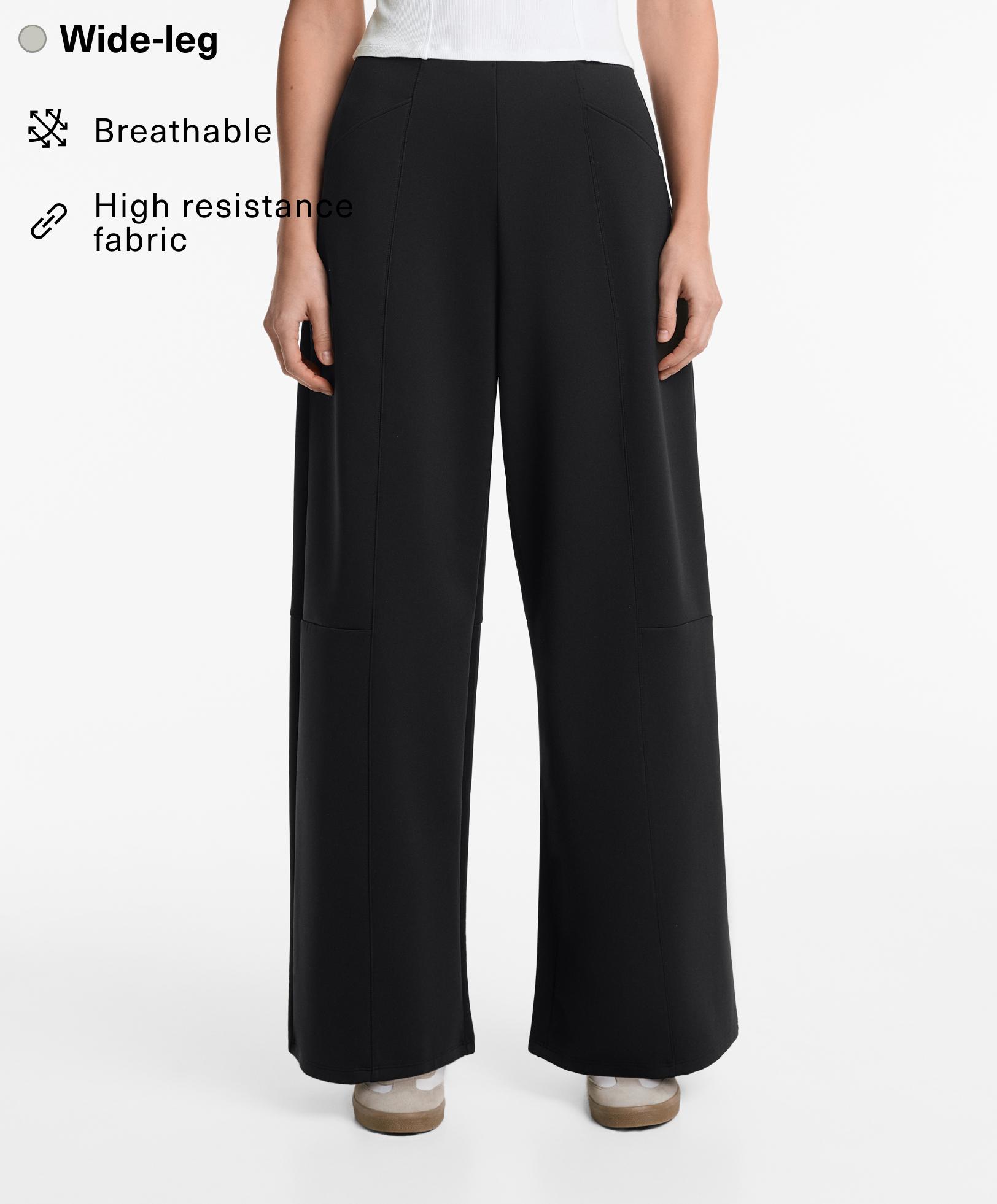 Neoprene effect wide-leg trousers