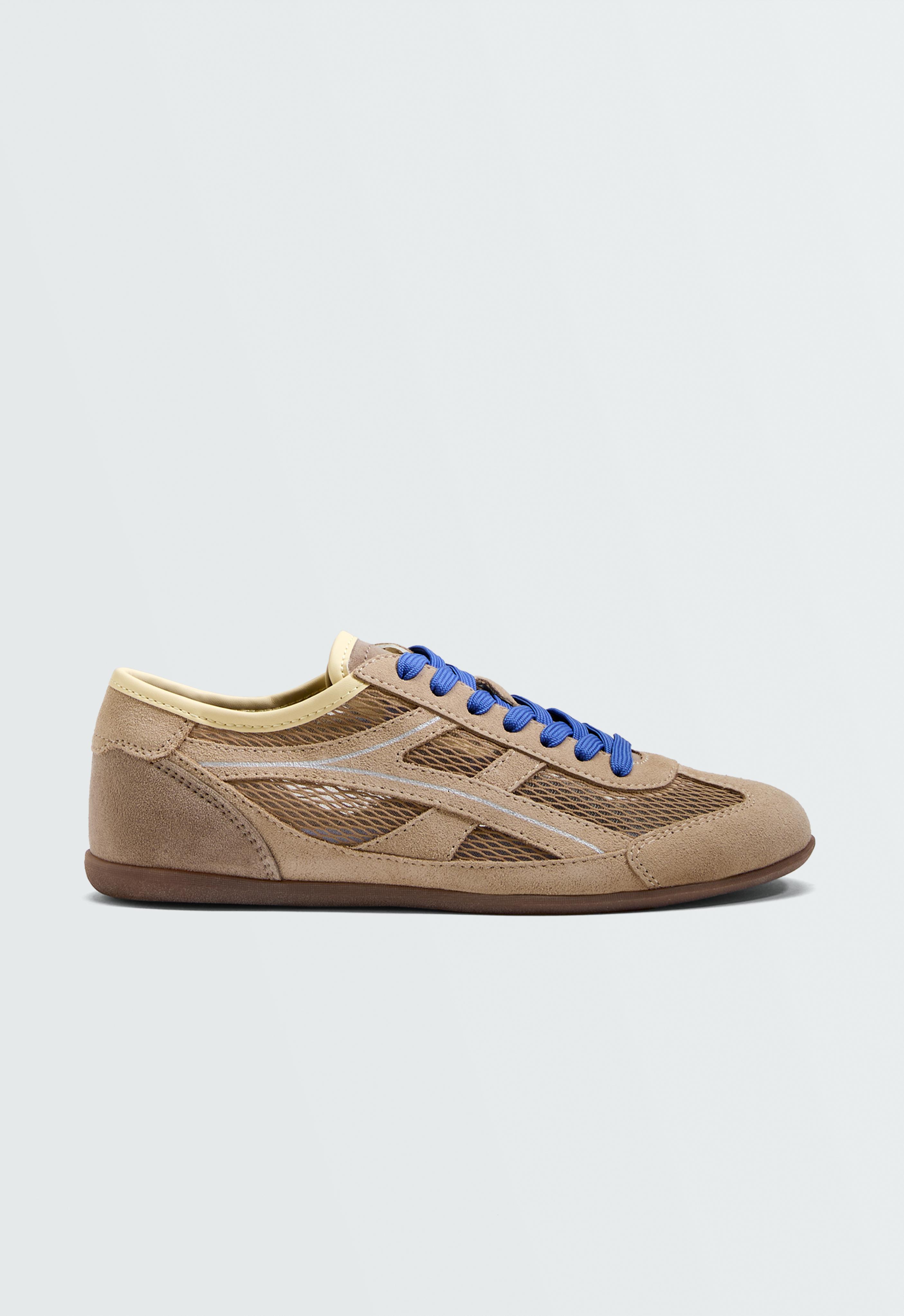 Split-suede and mesh trainers — TOASTED BROWN