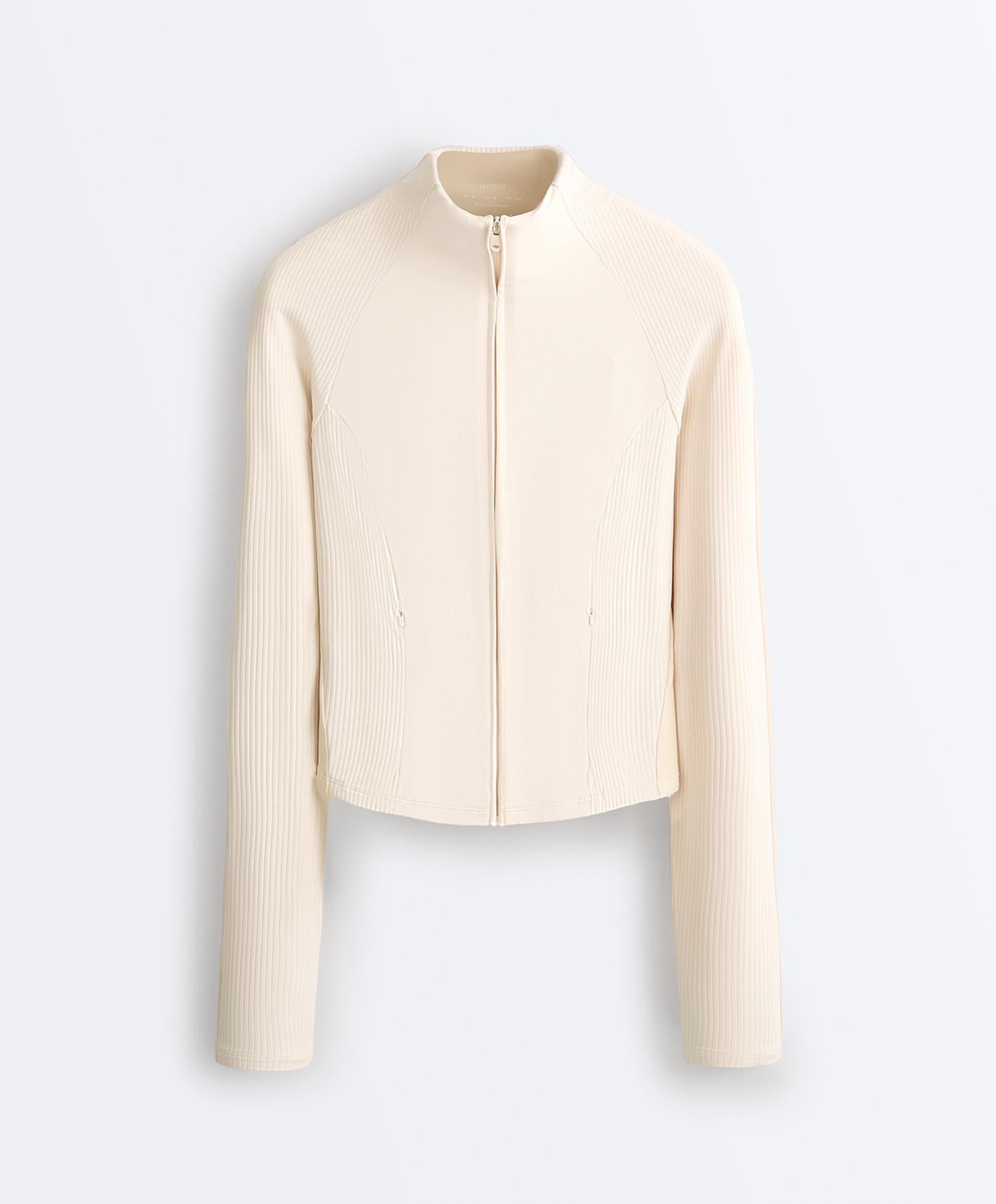 Light warm rib technical jacket — ECRU