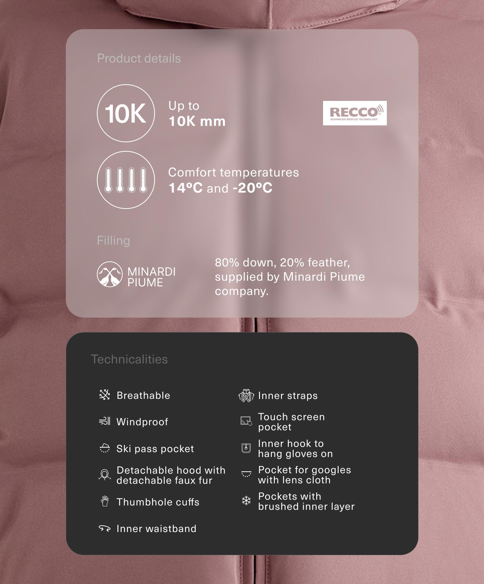 ז'קט סקי 80% פלומה ו-20% נוצות MINARDI PIUME עמיד במים ז'קט סקי 80% פלומה ו-20% נוצות MINARDI PIUME עמיד במים