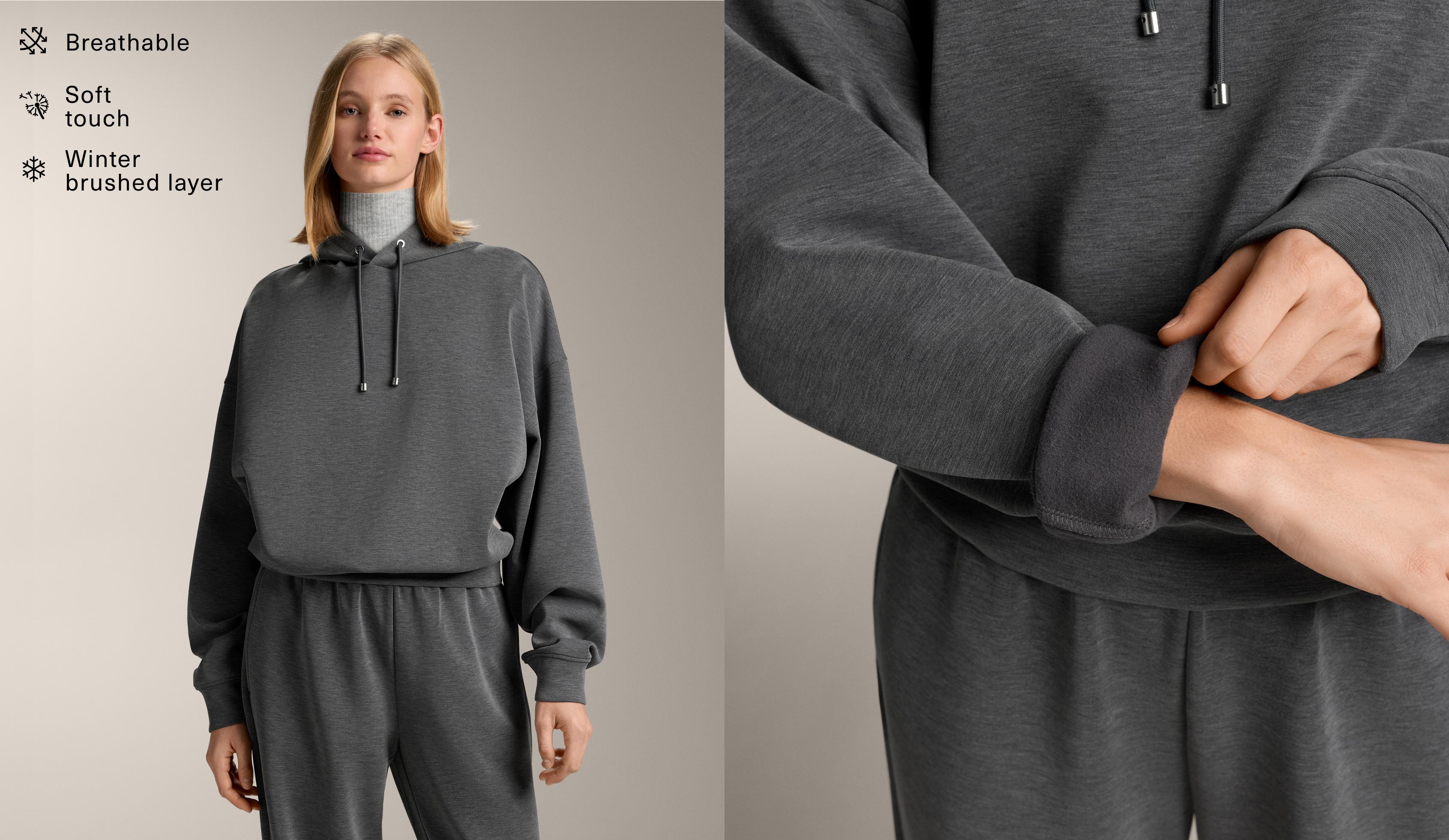 Boxy-Kapuzensweatshirt mit Modal in Vigoré-Brushed-Qualität