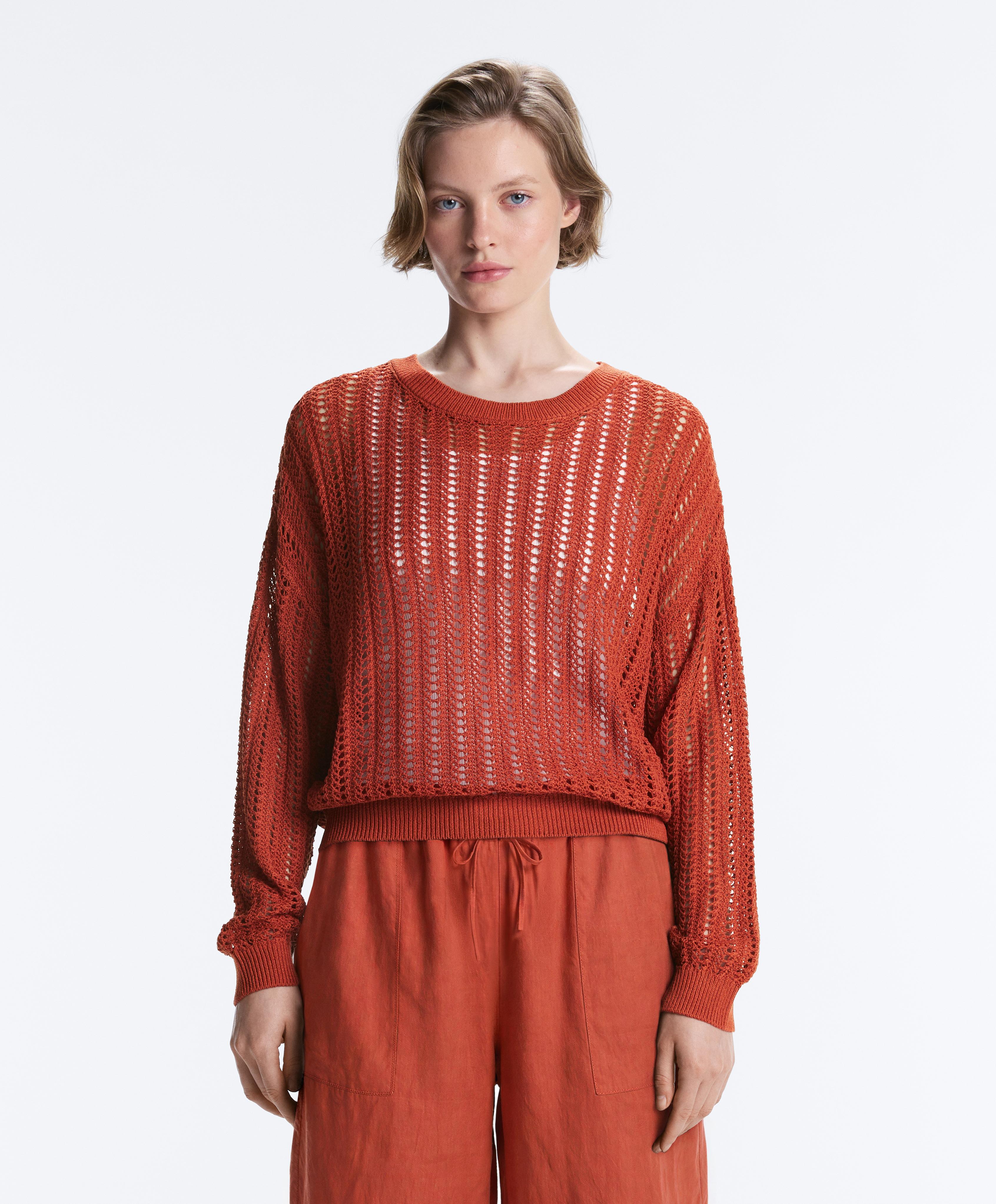 Camisola de malha rendilhada rib Camisola de malha rendilhada rib