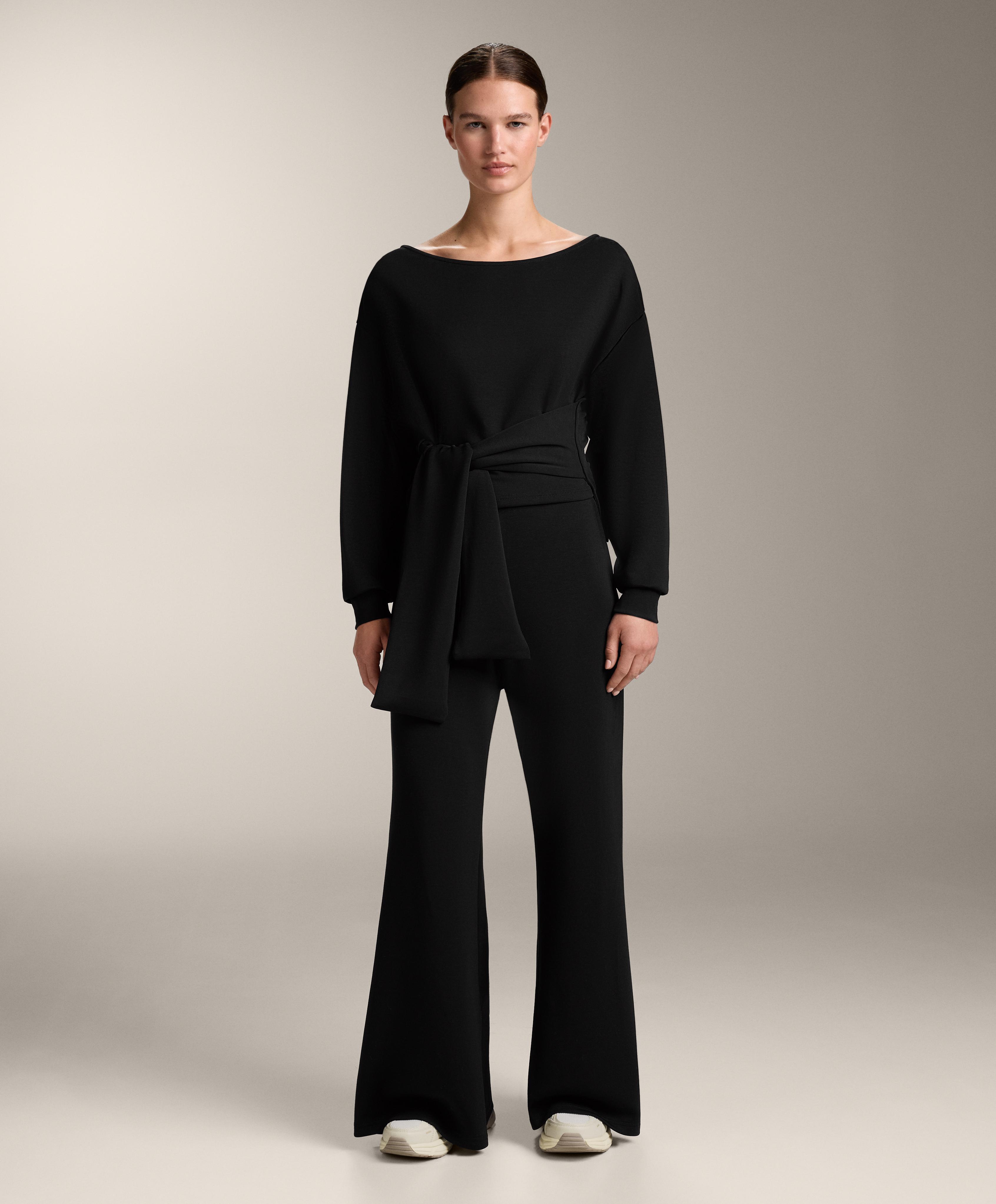 Soft-touch knotted sweatshirt with modal — BLACK
